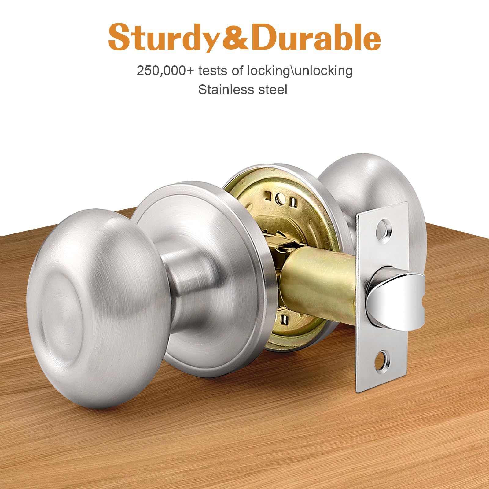 Probrico 10-Pack Brushed Nickel Privacy Door Knobs - Oval Style Keyless Lockable Bedroom & Bathroom Door Handles (Egg Shape) for Home, Office, and Hotel Interior Doors