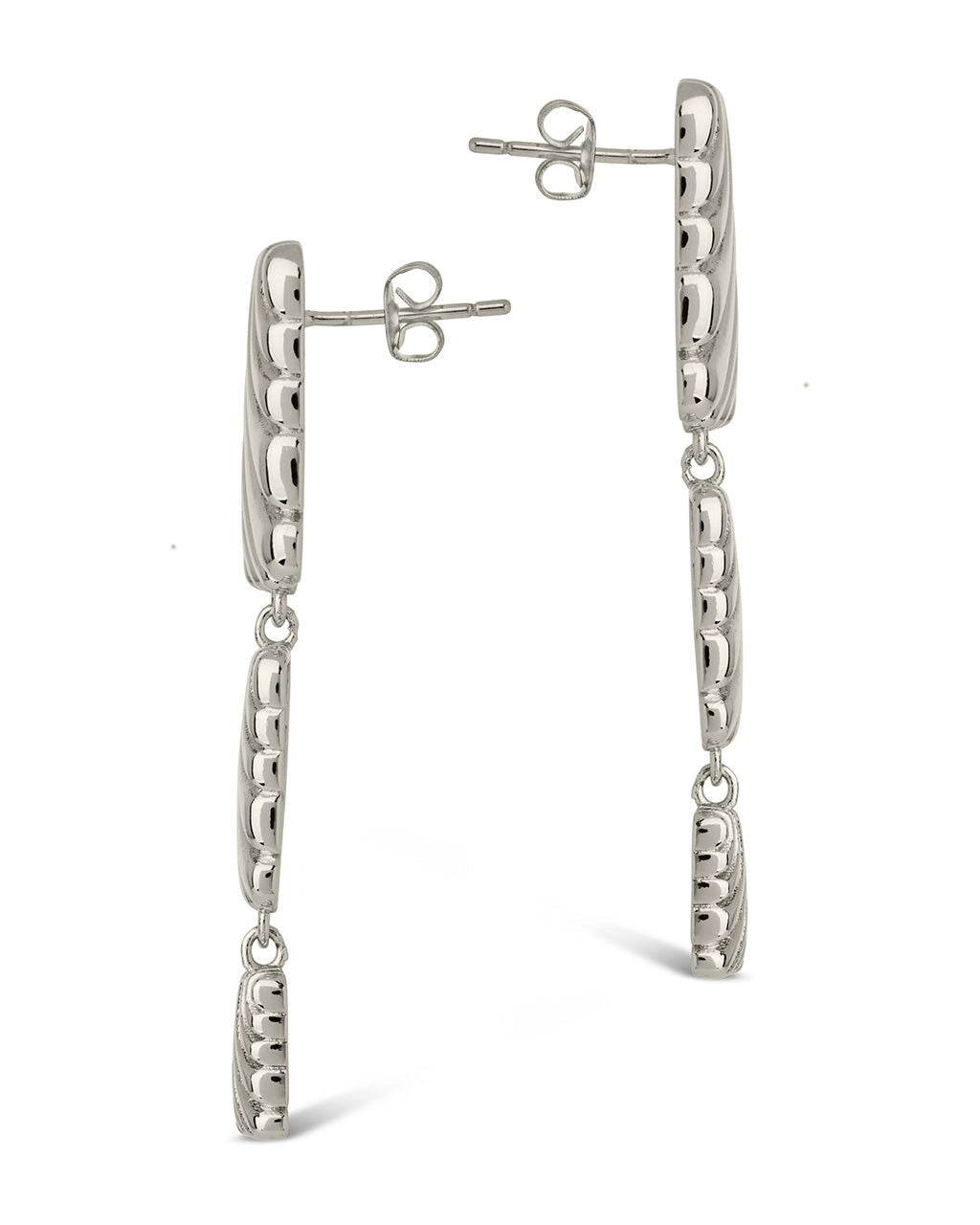 Haydée Triple Textured Drop Stud Earrings for Women - Elegant Gold & Silver Dangle Earrings for Party, Wedding & Everyday Wear