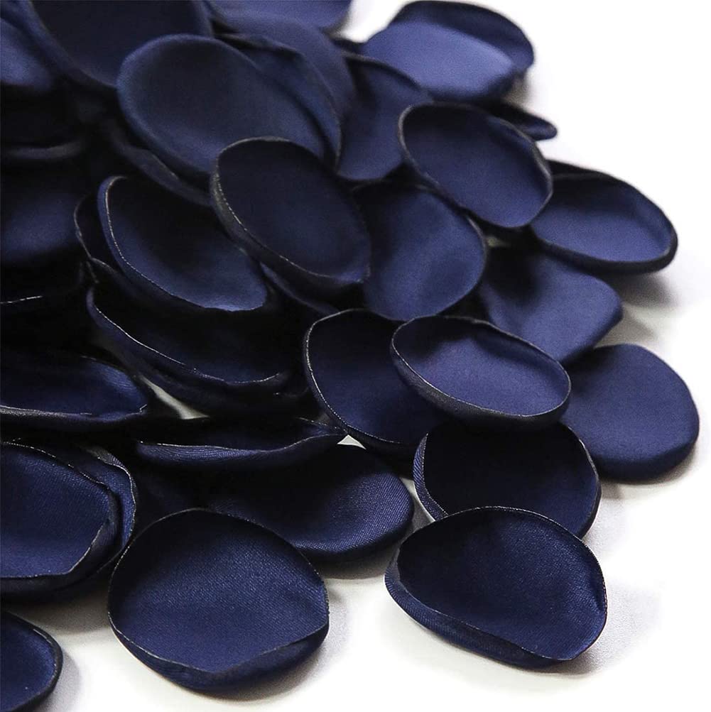 200Pcs Burgundy Artificial Rose Petals - Realistic Silk Flower Petals for Wedding Aisle, Flower Girl Basket, Table Centerpiece, Party Confetti - Perfect for Wedding Decorations, Bridal Shower, Baby Shower & Romantic Events (Blue)