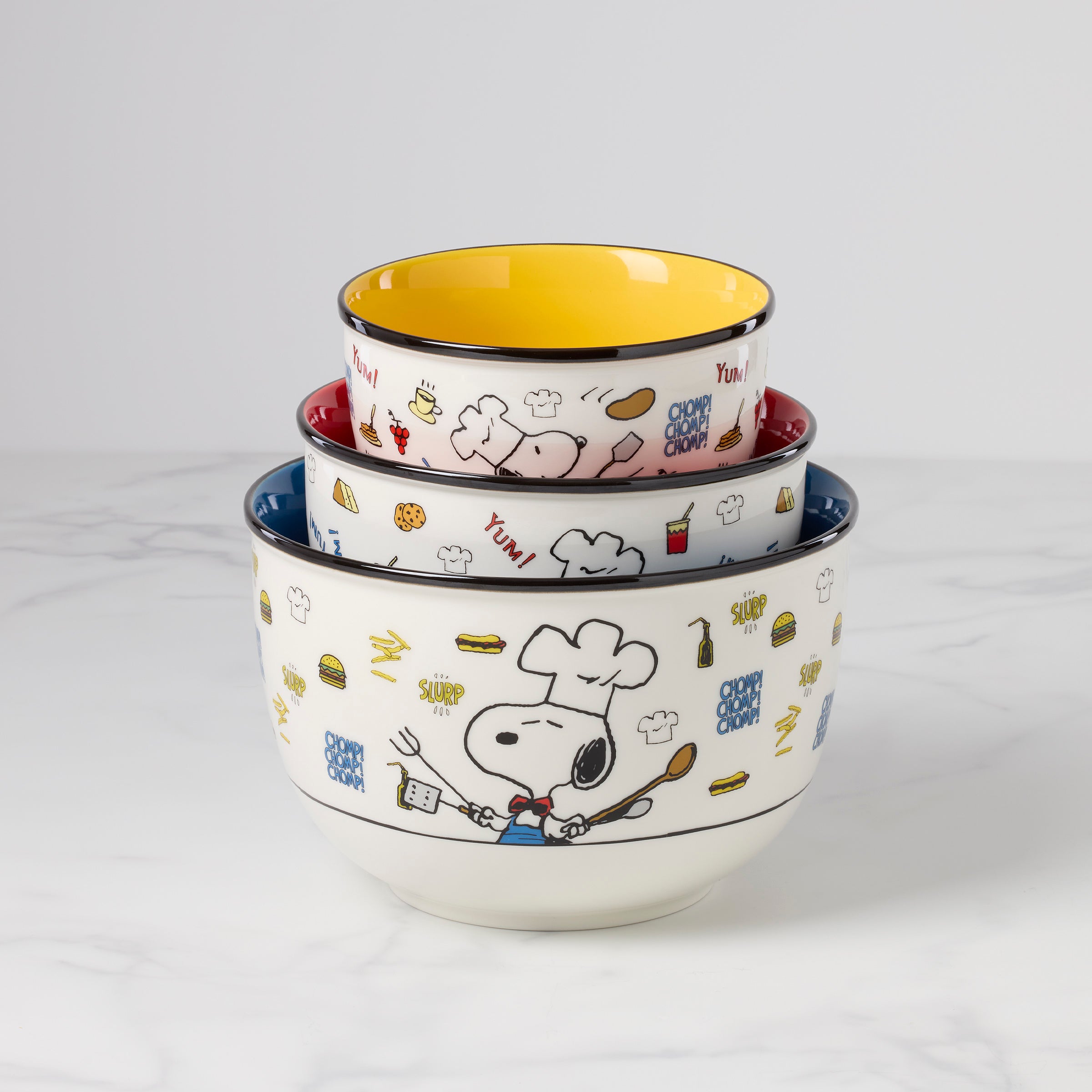 Chef Snoopy 3-Piece Mixing Bowl Set - Non-Slip Bottom, Stainless Steel Kitchen Bowls for Baking, Mixing & Food Prep - Perfect for Home Cooks & Professional Chefs
