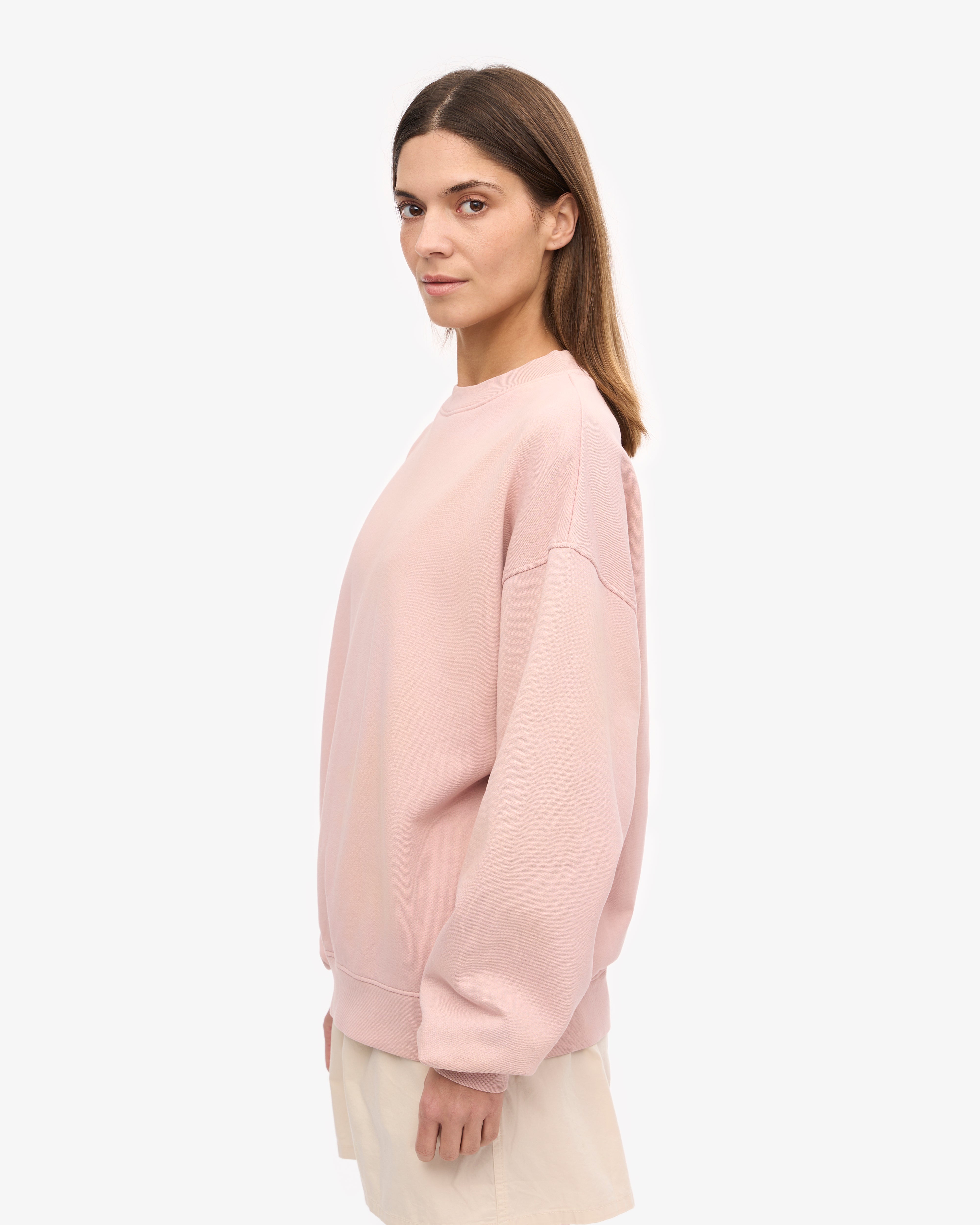 Organic Oversized Crewneck Sweatshirt - Faded Pink | Soft & Comfortable Unisex Pullover for Casual Wear, Lounge & Street Style