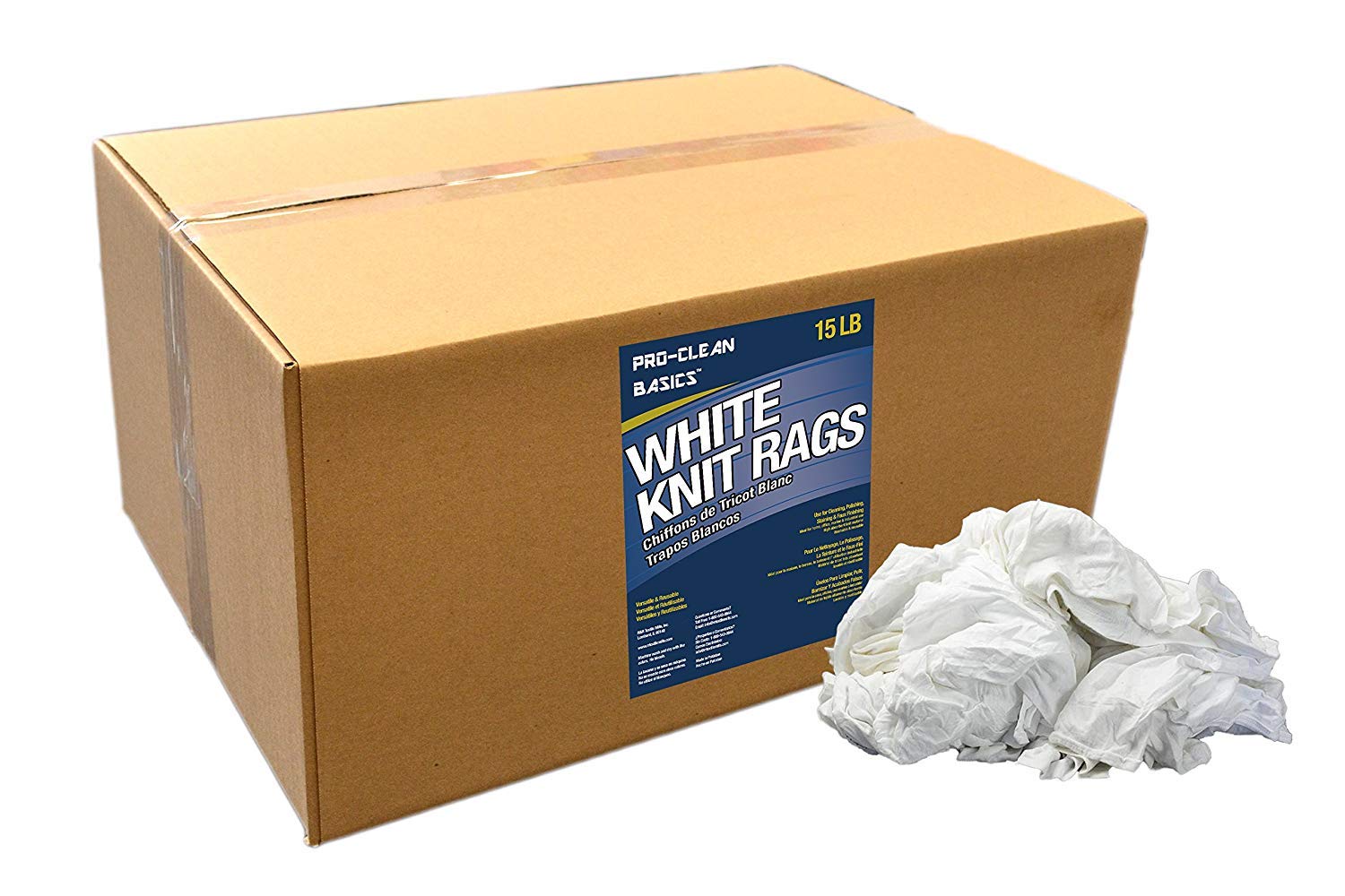 Premium Supreme Quality Smooth Jersey Die Cut Cleaning T-Shirts - Lint Free White Cloth Rags (15 lb Box) - Ideal for Automotive Detailing, Household Cleaning & Industrial Use