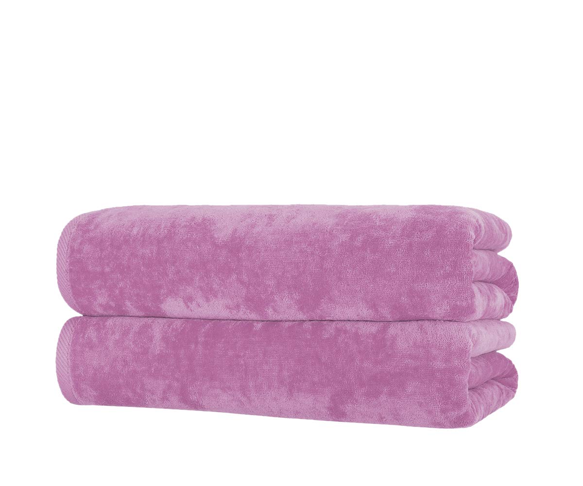 Premium 100% Cotton Diplomat Beach Towels - 2-Pack (30x60 Inches) Soft Terry Velour, Lavender PMS 2563-C - 11.0 Lbs per Doz - Perfect for Pool, Beach, Spa & Gym Use