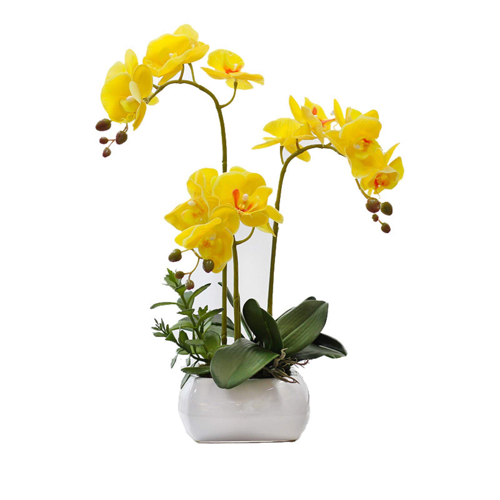Realistic PU Phalaenopsis Orchid Artificial Plant - Elegant Silk Flower Bonsai for Home & Office Decor | Perfect for Living Room, Dining Table, Wedding Centerpiece & Gift