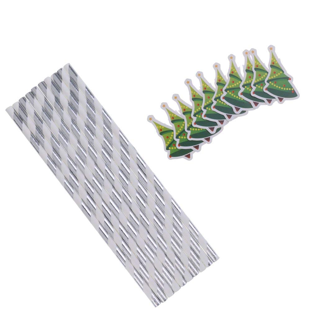 10pcs Christmas Themed Paper Drinking Straws - Decorative Holiday Party Straws for Christmas Celebrations, Tree & Lamp Designs - Perfect for Festive Tablescapes, Hot Cocoa Bars & Holiday Entertaining