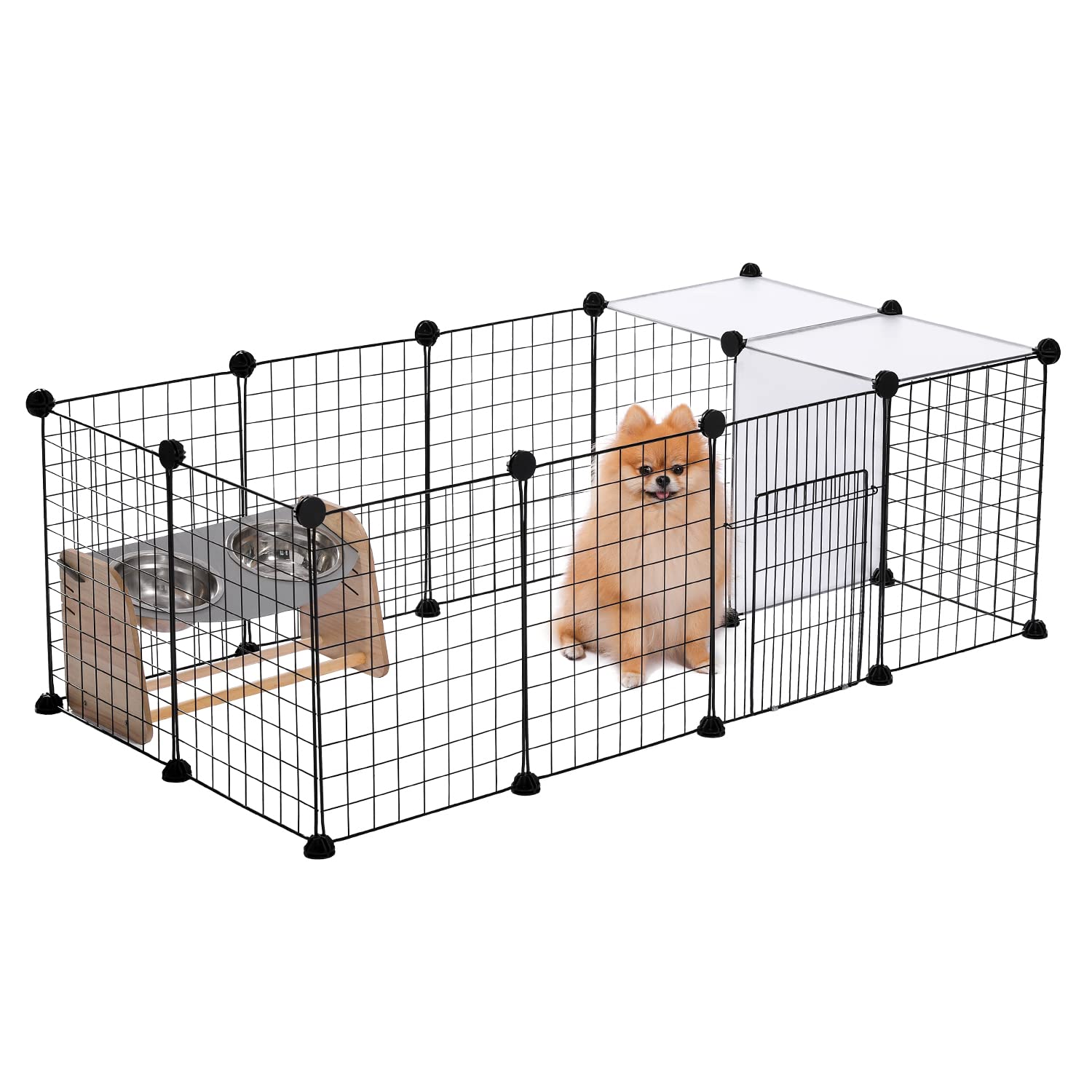PAWZ Road DIY Pet Playpen - Portable Wire Fence with Black Resin Panels for Small Animals, Puppies, Kittens & Rabbits | Indoor/Outdoor Yard Fence for Playtime, Training & Safety (15 Panels Included)