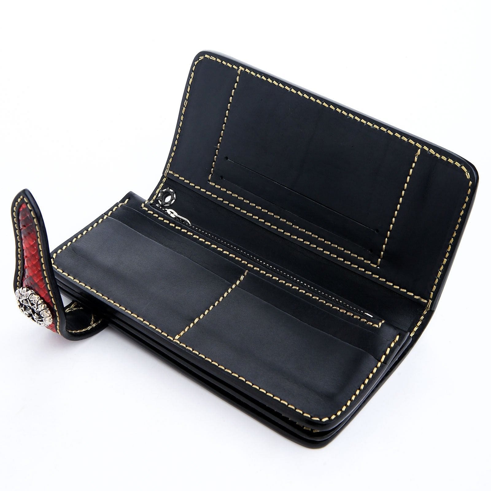 Tribal Star Red Genuine Leather Men's Biker Wallet - Stylish RFID Blocking Wallet for Motorcycle Riders & Travelers - Perfect Gift for Bikers & Outdoor Enthusiasts