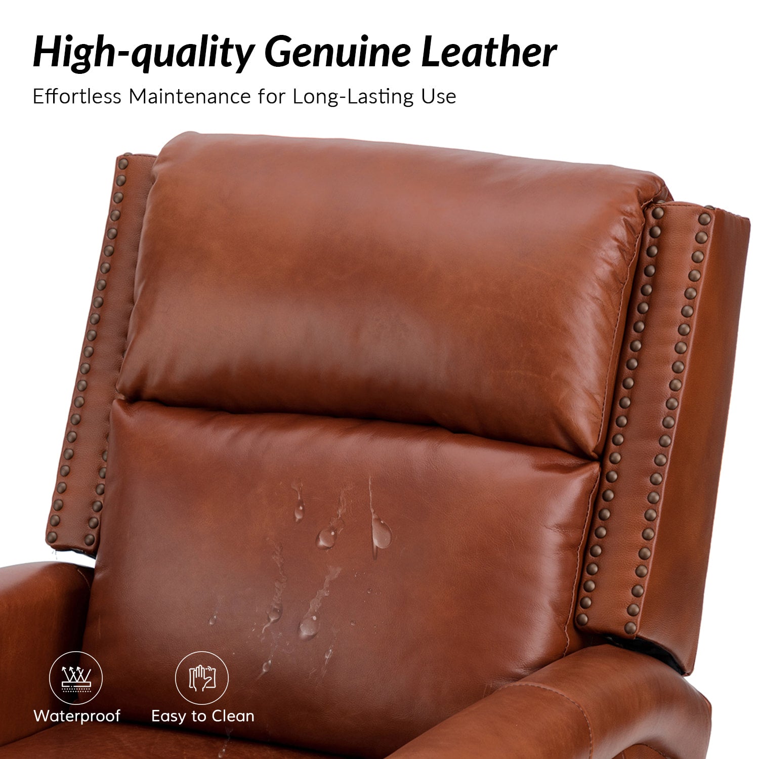 Canace Modern Genuine Leather Manual Glider Rocker Recliner Chair - Comfortable Swivel Lounge Chair for Living Room, Nursery, and Office Relaxation