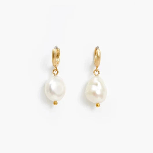 Baroque Pearl Mini Hoop Earrings - Vintage Gold Pearl Earrings for Women | Elegant Dangle Drop Earrings for Wedding, Party & Everyday Wear