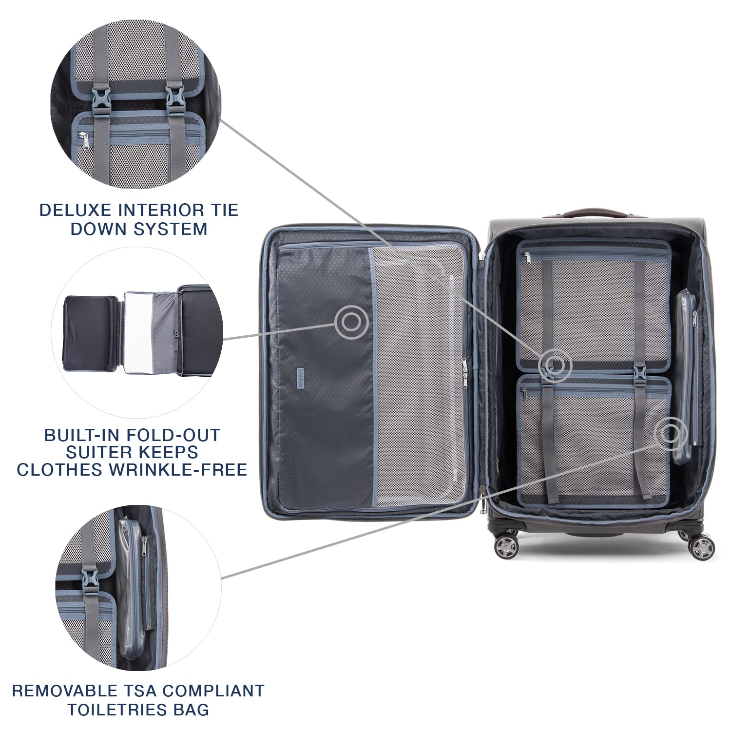 Travelpro Platinum Elite Expandable 29-Inch Large Checked Luggage with 8 Spinner Wheels & TSA Lock - Vintage Grey Softside Suitcase for Men & Women | Perfect for International Travel & Business Trips
