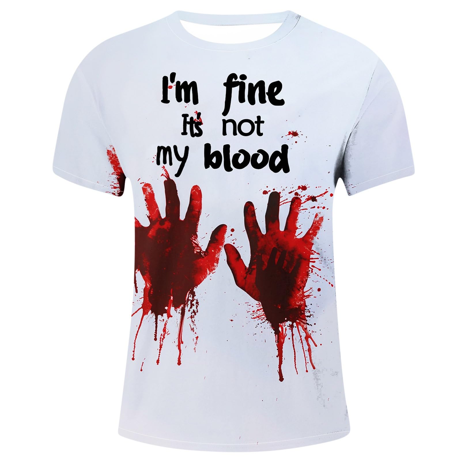 Funny Halloween Graphic T-Shirt for Men - 'I'm Fine It's Not My Blood' Novelty Short Sleeve Tee | Perfect for Costume Parties, Horror Movie Nights & Halloween Events