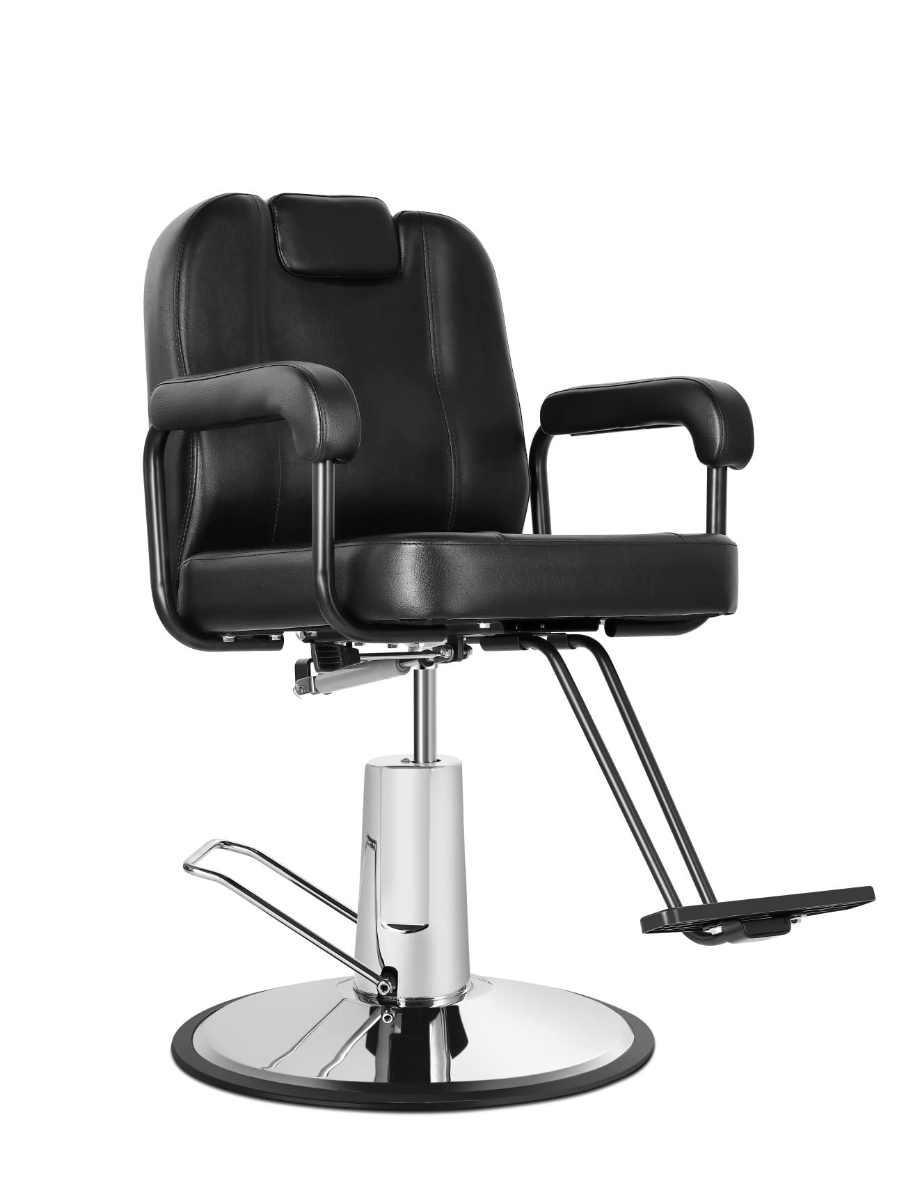 **Black Hydraulic Pump Styling Chair - 360° Swivel Barber Salon Chair with Reclining Function for Hair Styling, Spa & Beauty Parlors**    *Perfect for professional salons, barber shops, home grooming, and spa treatments.*