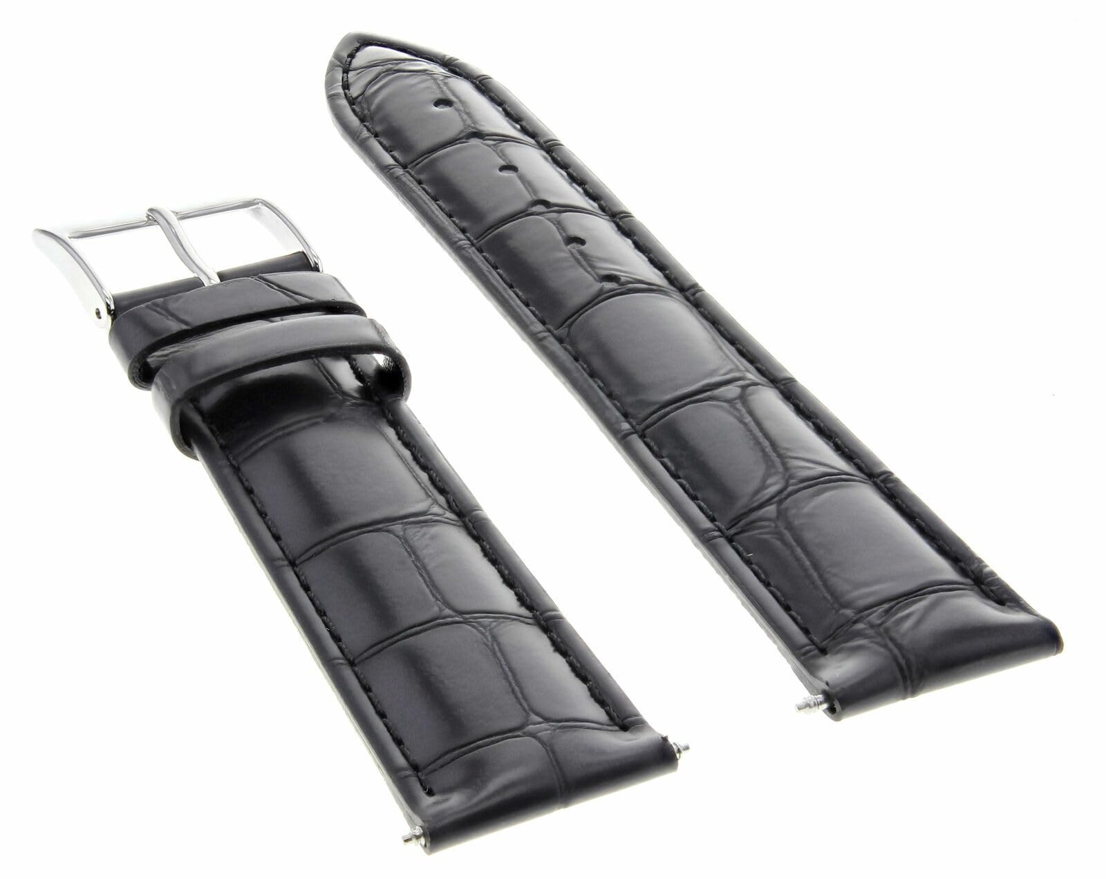 22mm Genuine Leather Watch Band for Vacheron Constantin - Black, Dress & Casual Wear