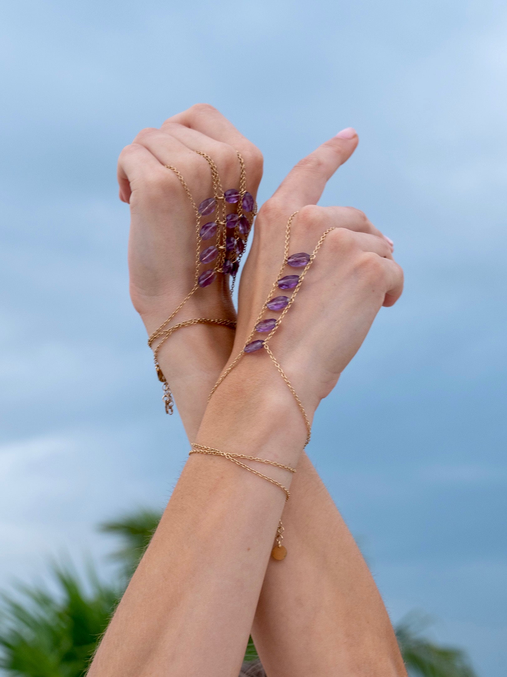 Ladders To Bliss Gemstone Hand Chain - Elegant Beaded Bracelet for Women, Boho Chic Jewelry for Parties & Festivals | Perfect for Layering & Stacking