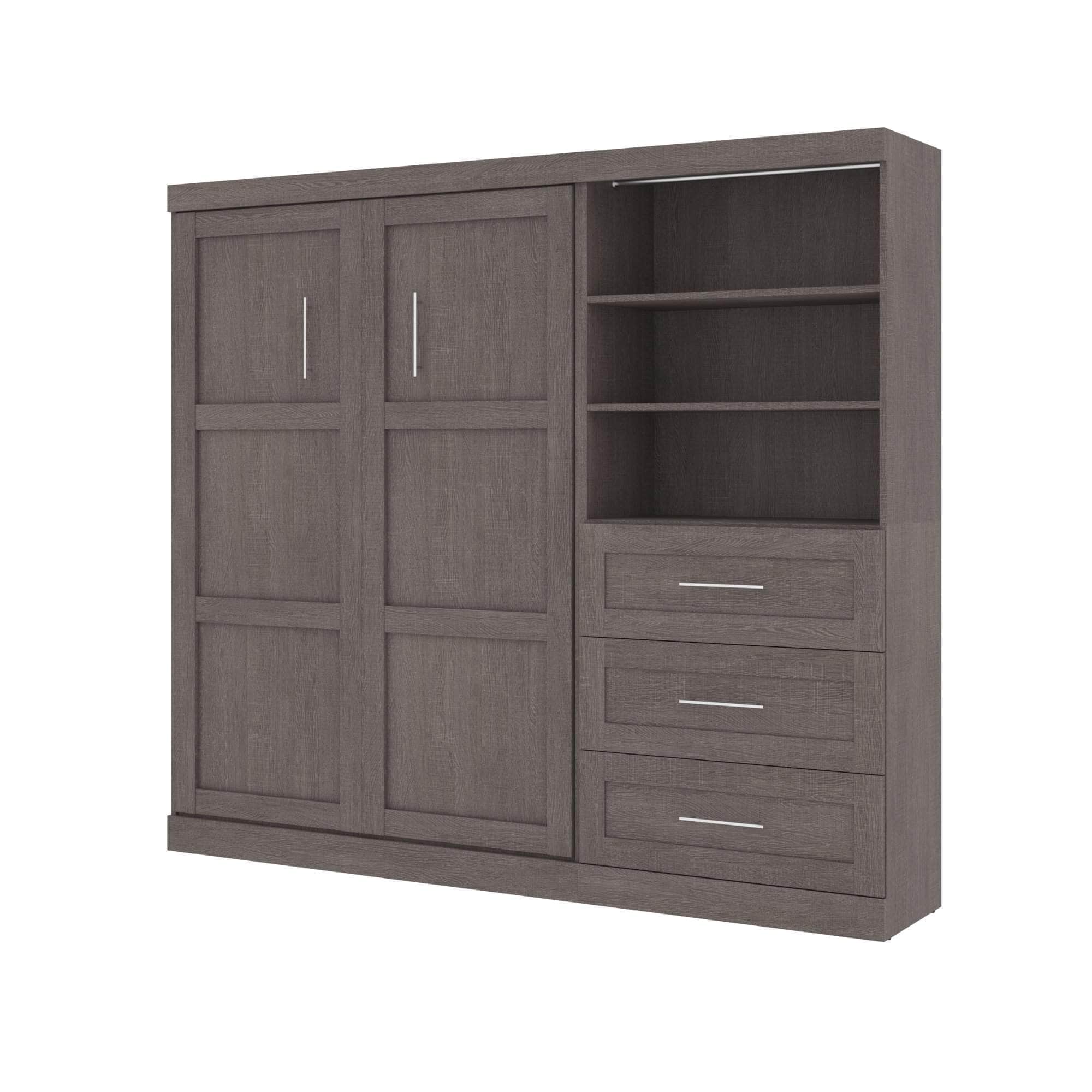 Pur Full Murphy Wall Bed with Storage Drawers - Space-Saving Foldable Bed for Small Apartments & Guest Rooms (95W, 3 Color Options)