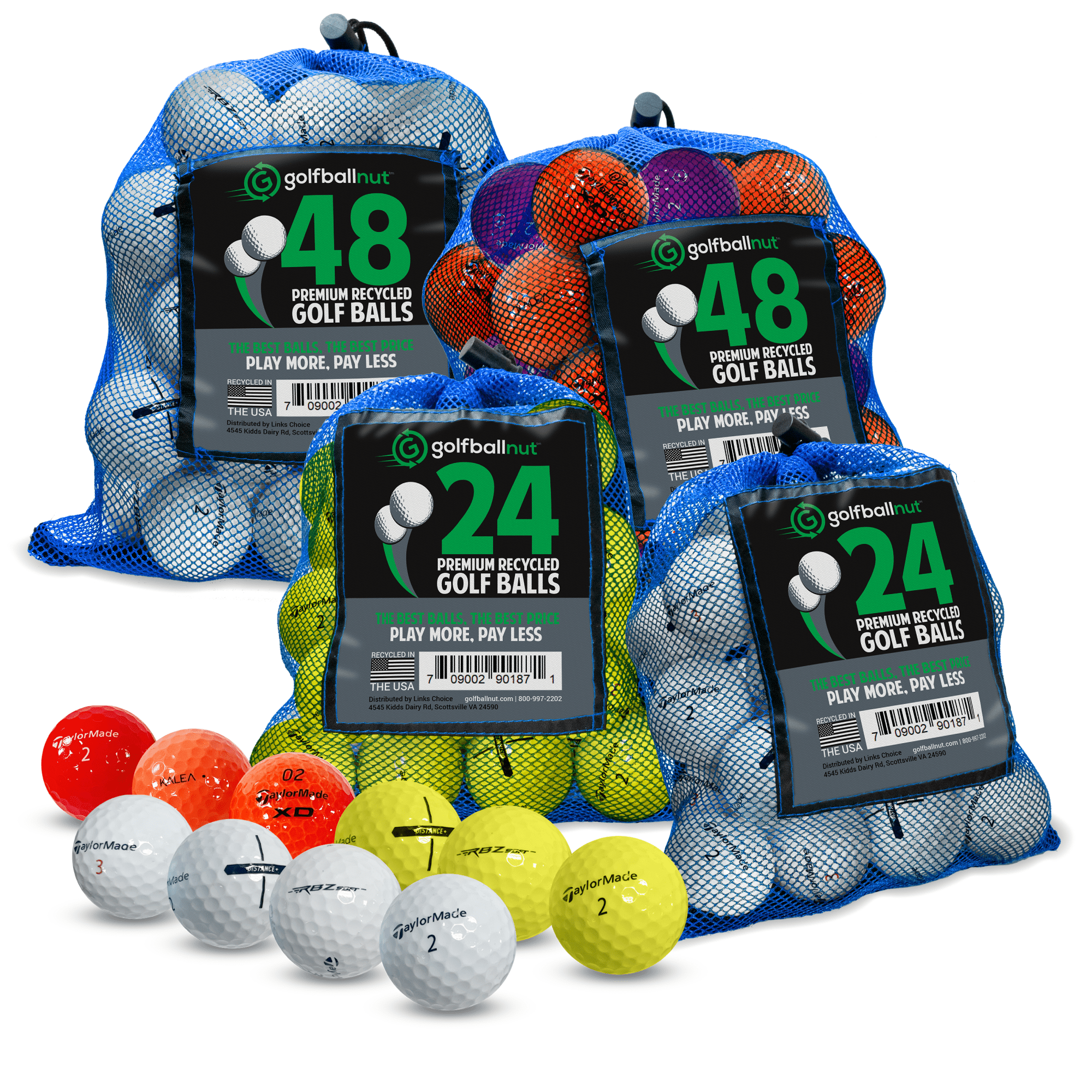 Premium Used TaylorMade Mixed Golf Balls - 50/100 Pack in Durable Mesh Bags | Practice & Driving Range Training | Recycled Golf Balls for Budget-Friendly Play