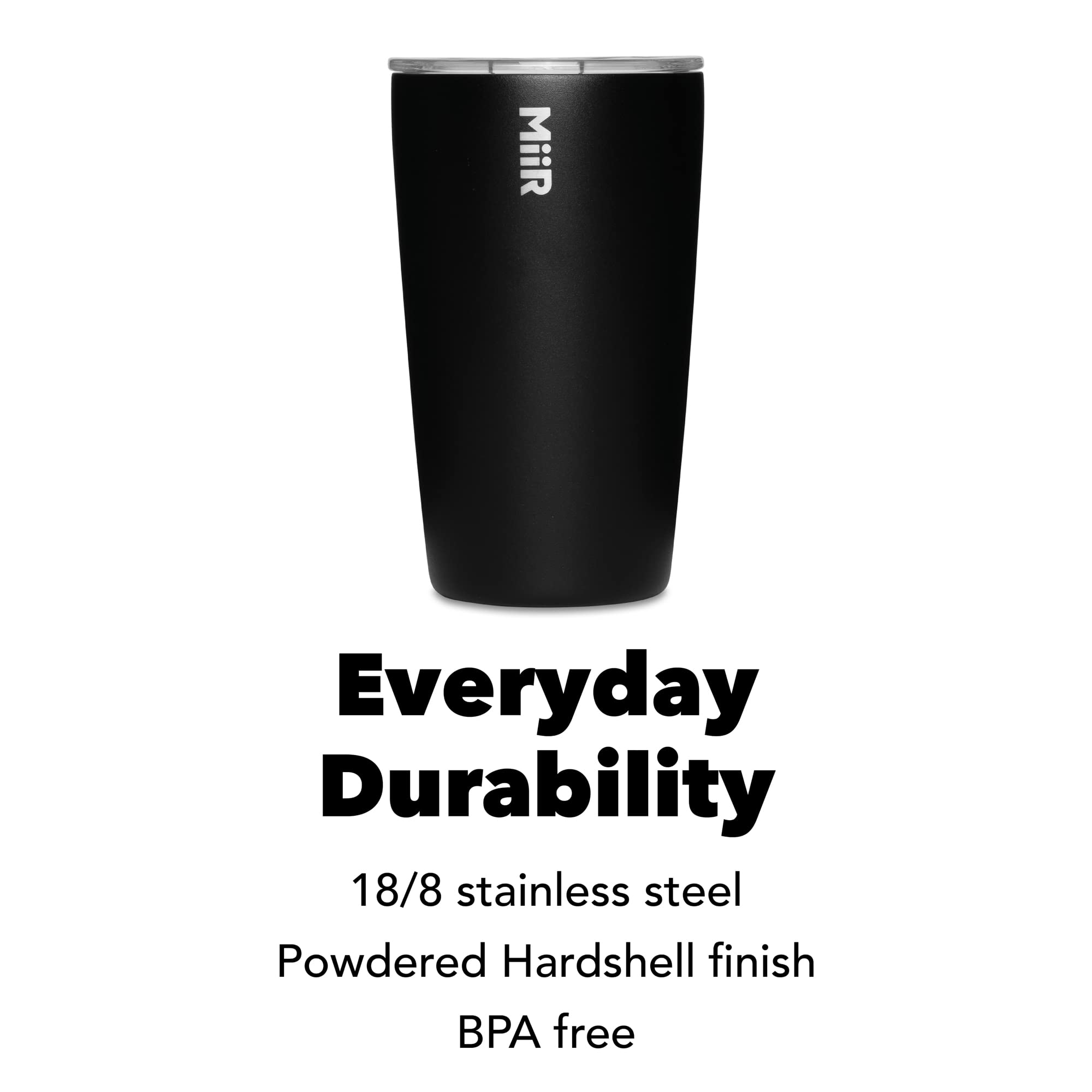 MiiR Stainless Steel Vacuum Insulated Tumbler with Slide Lid - 12oz BPA-Free Black Travel Mug for Coffee & Tea - Perfect for Office, Commuting & Outdoor Adventures