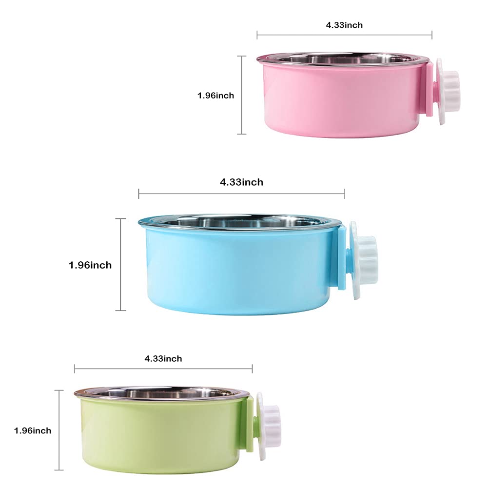 Luck Dawn Stainless Steel Hanging Pet Bowl - Removable Crate Food & Water Dish for Dogs, Cats, Rabbits, Birds - Secure Bolt Holder - Small (3-Pack) - Perfect for Travel, Crate Training & Small Animal Cages