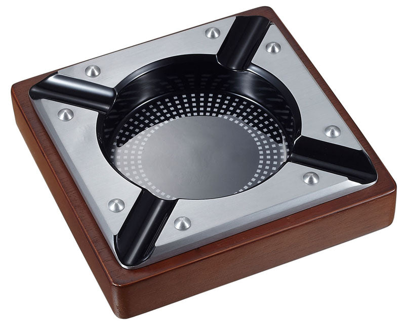 Premium Visol Iris Metal & Wood Cigar Ashtray - Elegant Smoking Accessory for Cigar Lovers, Home Bars, and Outdoor Lounges