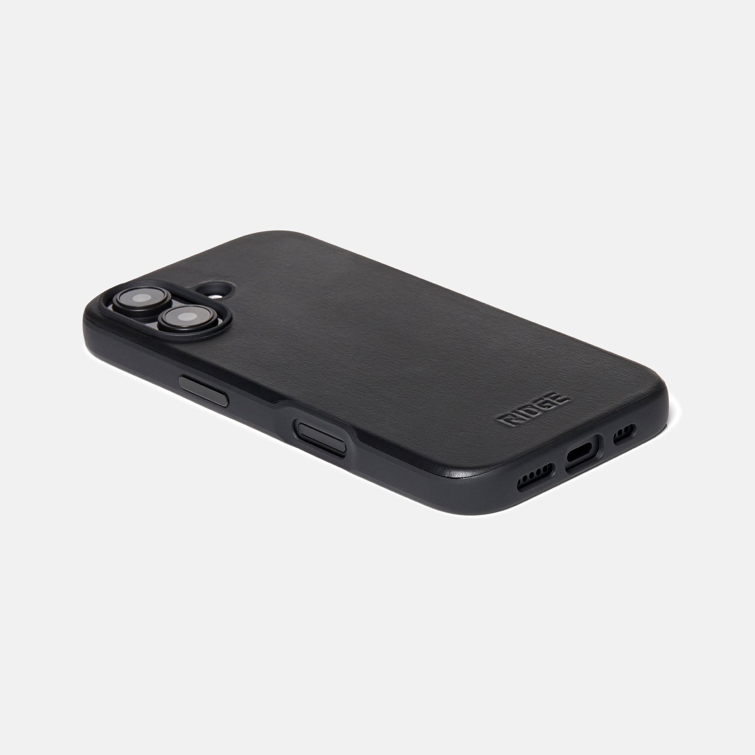 Premium Leather iPhone 16 Case - Midnight Black Slim Protective Cover for Everyday Use | Perfect for Work, Travel & Daily Protection