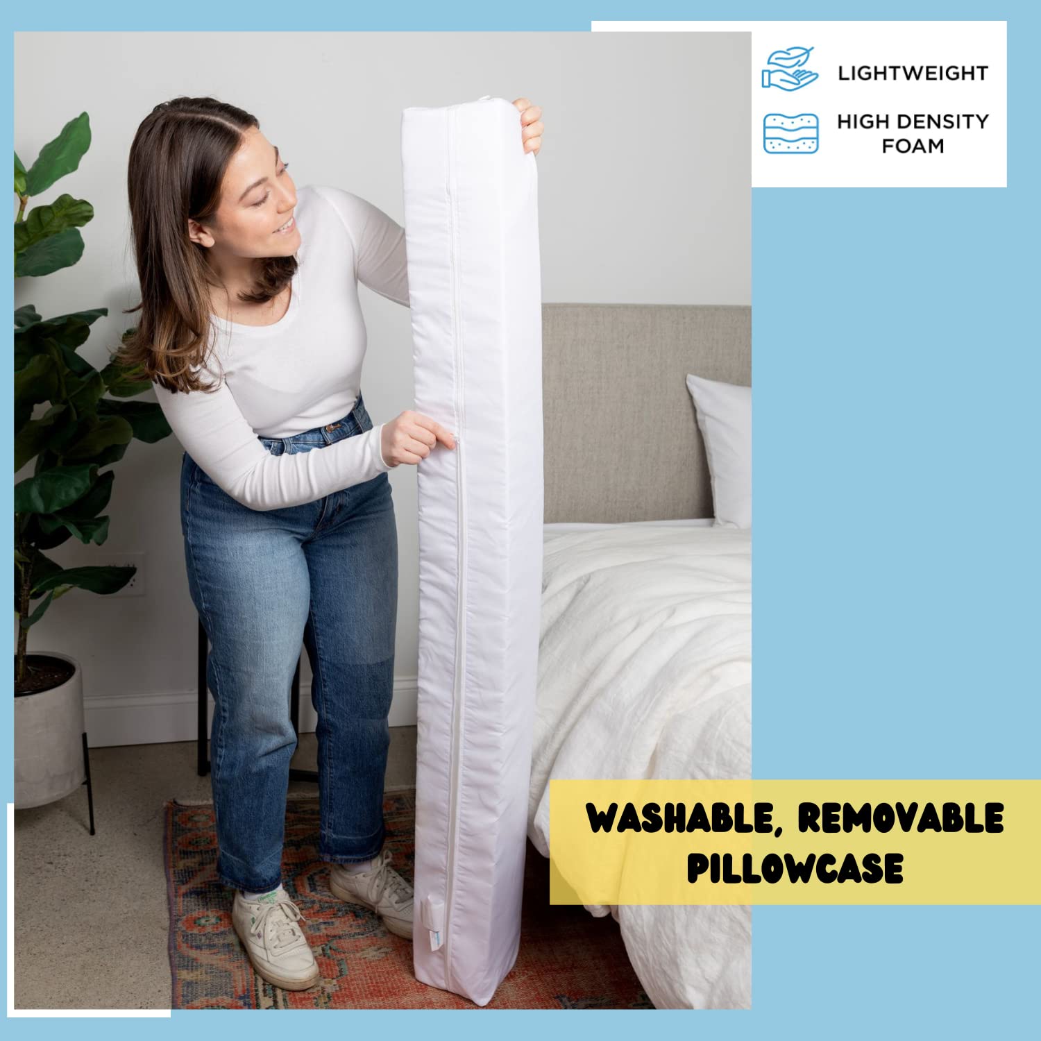 SnugStop The Original Bed Wedge Pillow - Gap Filler Between Headboard & Mattress - King Size Triangle Wedge for Pillow Support - Prevent Pillow Loss - Perfect for Adjustable Beds, Reading & Sleeping Comfort