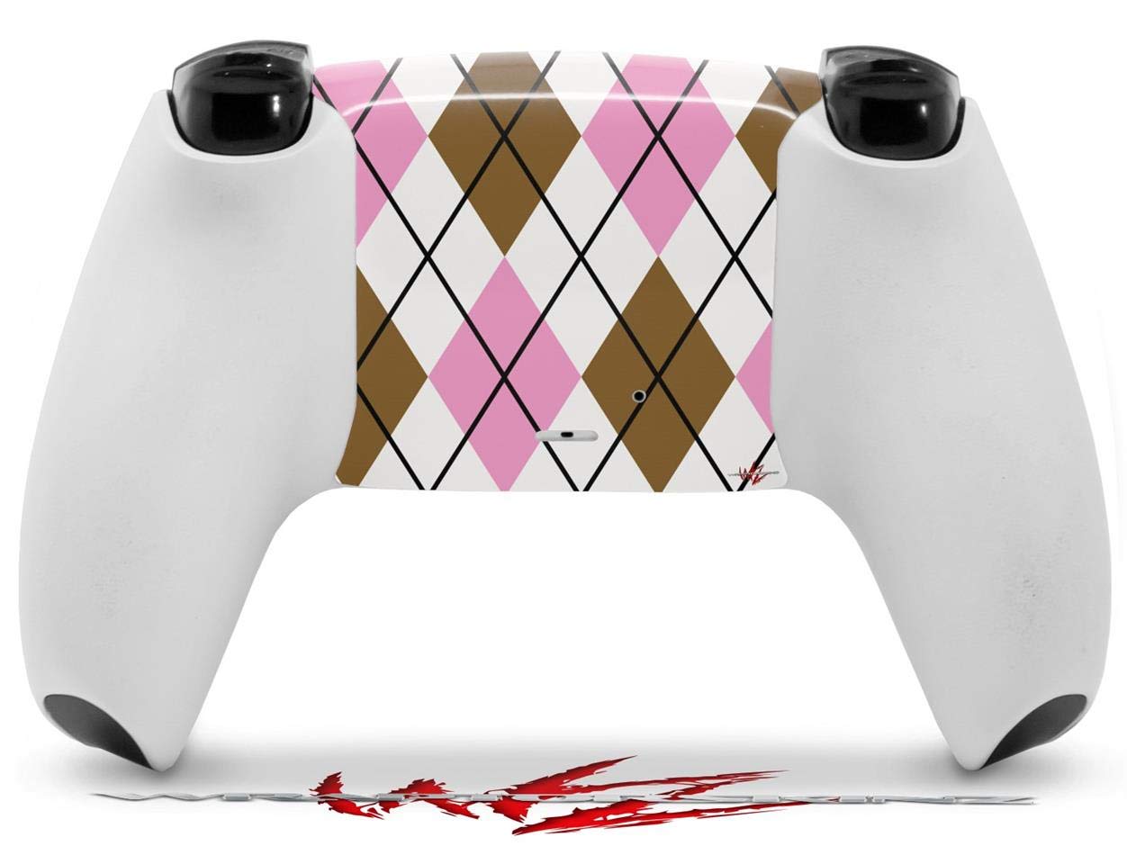 PS5 DualSense Controller Skin Wrap - Argyle Pink & Brown for Gaming Protection