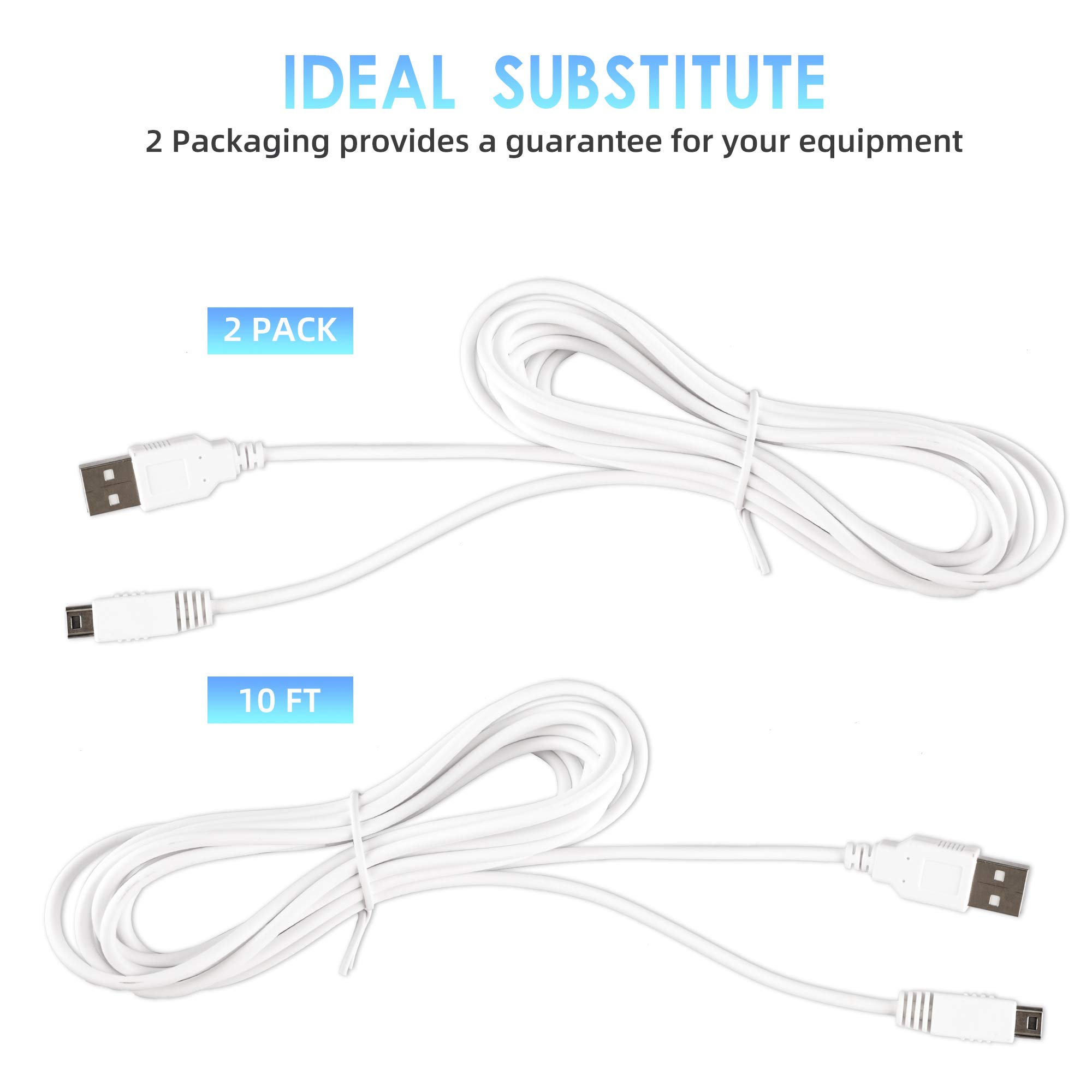2-Pack 10FT Wii U Gamepad Charger Cable & AC Power Adapter - Fast Charging Cord for Nintendo Wii U Gamepad Remote Controller - Perfect for Gaming Sessions & Home Entertainment Setup