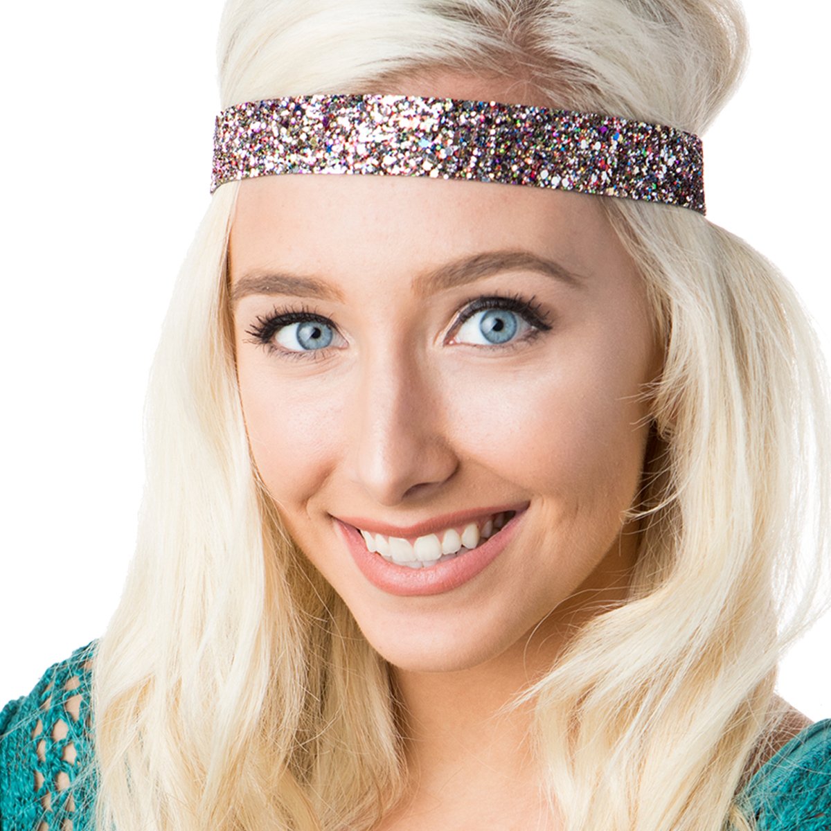 Sparkly Adjustable No-Slip Headbands for Women, Girls & Teens - 4 Pack Mixed Bling Glitter Confetti Headbands - Perfect for Sports, Workouts, School & Everyday Fashion