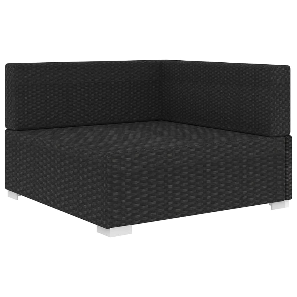 **Outdoor Garden Furniture Set - Black Poly Rattan Sectional Corner Chair with Removable Cushions, Durable & Easy to Clean - Perfect for Patio, Terrace, or Backyard Relaxation**