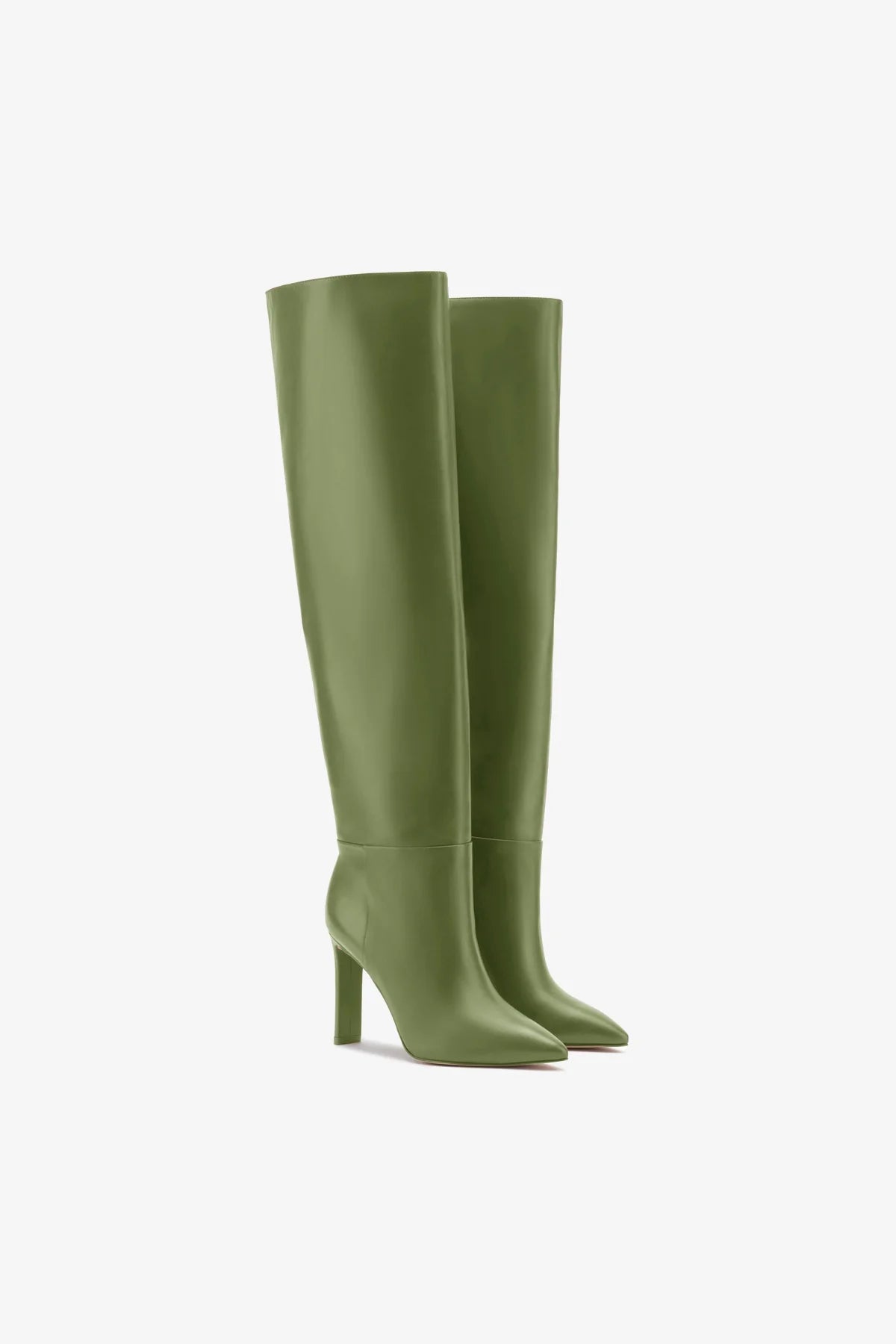 Larroudé x Jennifer Fisher Martini Green Leather Boots - Stylish & Comfortable Ankle Boots for Women, Perfect for Fall & Winter Outfits, Date Nights & Office Wear