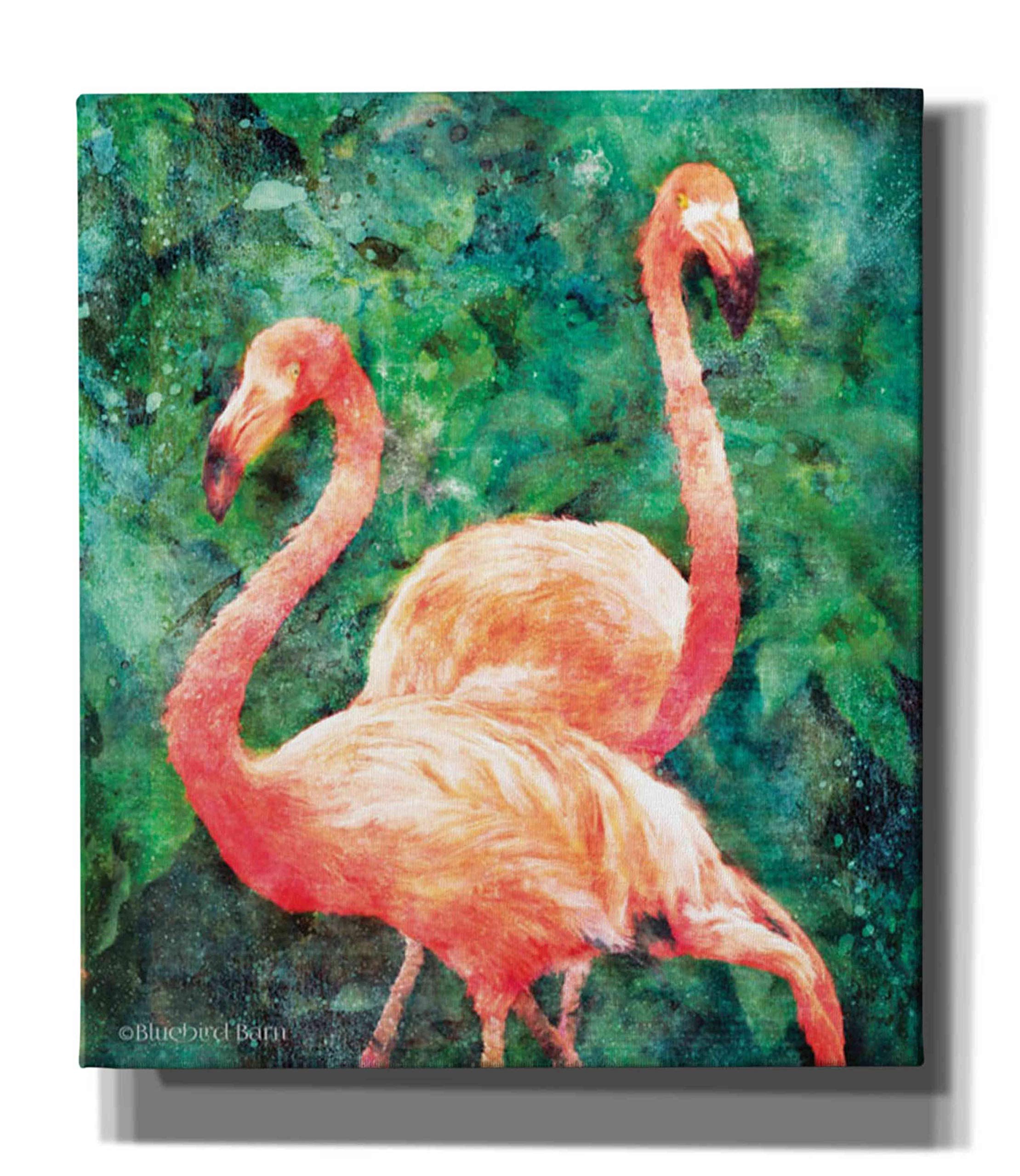 Bluebird Barn 'Flamingos' Canvas Wall Art - 26x30 Inch Tropical Flamingo Painting for Living Room, Bedroom & Office Decor