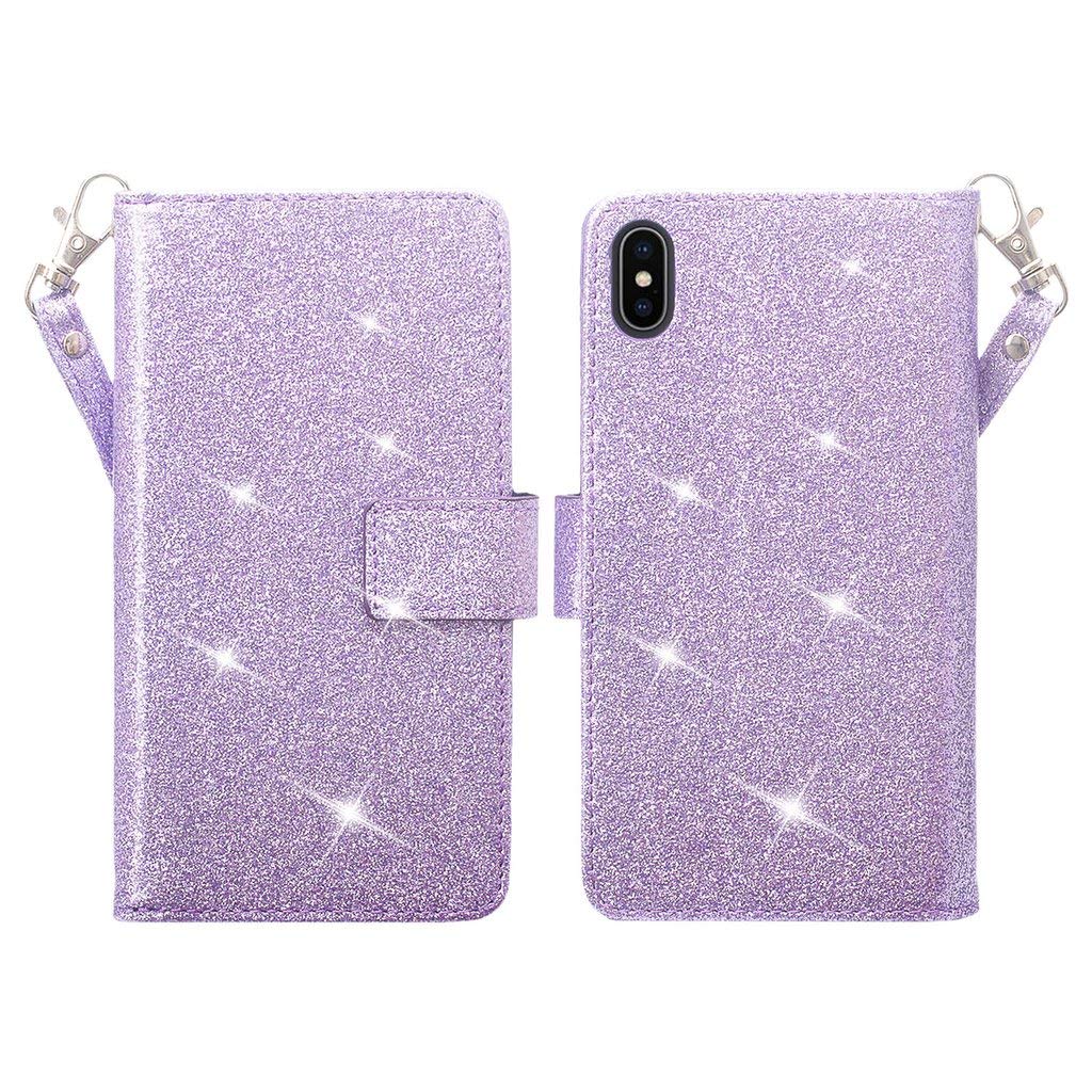 Premium GW USA Leather Wallet Case for Apple iPhone Xs Max (2018) - Cute Purple Phone Cover with Kickstand for Women | Perfect for Everyday Use, Travel & Business Meetings