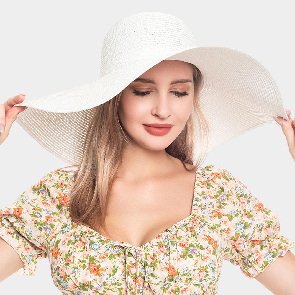 Stylish Women's Solid Straw Sun Hat - Wide Brim UPF 50+ Sun Protection for Beach, Gardening & Outdoor Activities