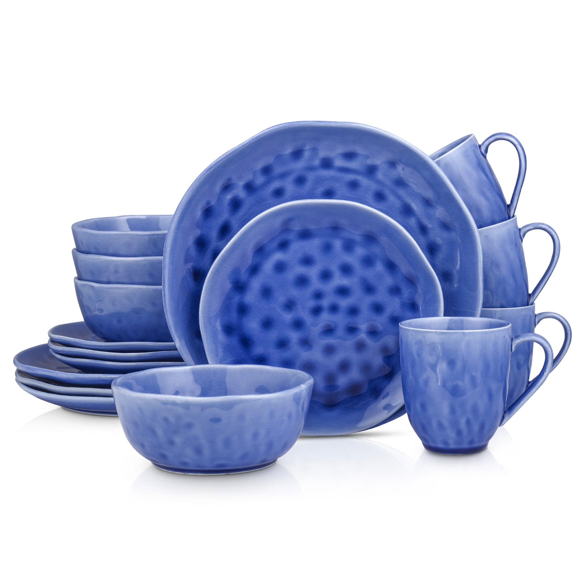 Constance Porcelain Dinnerware Set - Elegant Blue 16-Piece Dinnerware Set for Formal Dining, Entertaining & Special Occasions