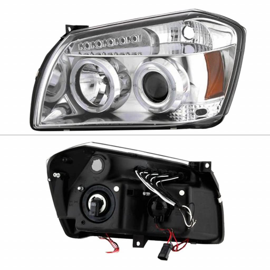 Spyder LED Projector Headlights for Dodge Magnum 2005-2007 - Halo LED Chrome Headlamp Assembly Pair (5009883) - Upgrade Your Night Driving Visibility & Style