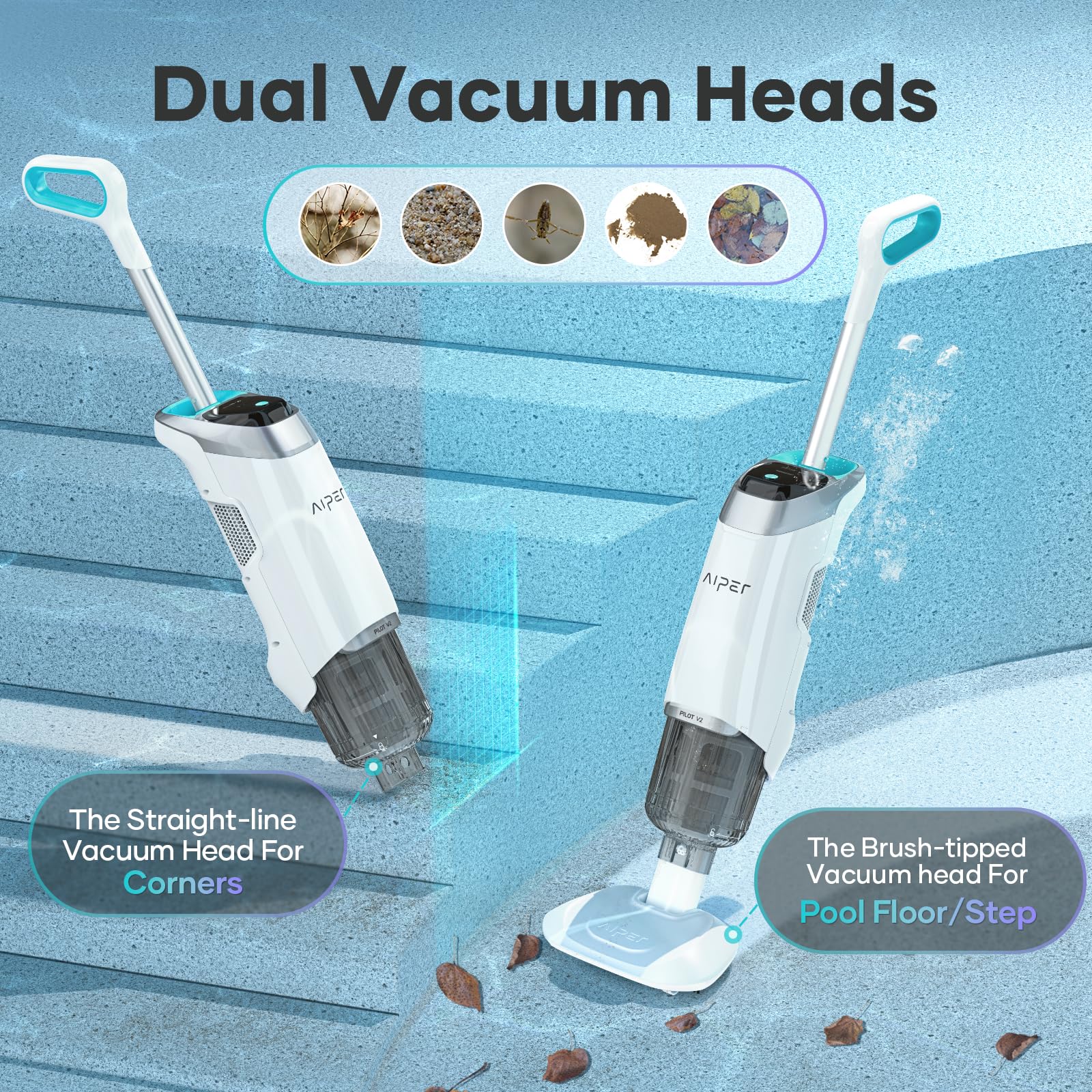 AIPER Cordless Handheld Pool Vacuum Cleaner - 70 Min Runtime, 2H Fast Charge, for Above Ground & Inground Pools, Corners, Stairs - Perfect for Quick Pool Cleaning & Maintenance
