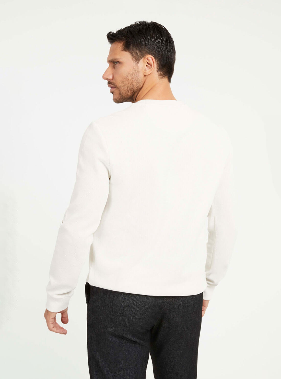 Eco-Friendly White Stretch Long Sleeve Jumper for Women - Soft Comfortable Casual Pullover Sweater - Perfect for Work, Travel & Everyday Wear