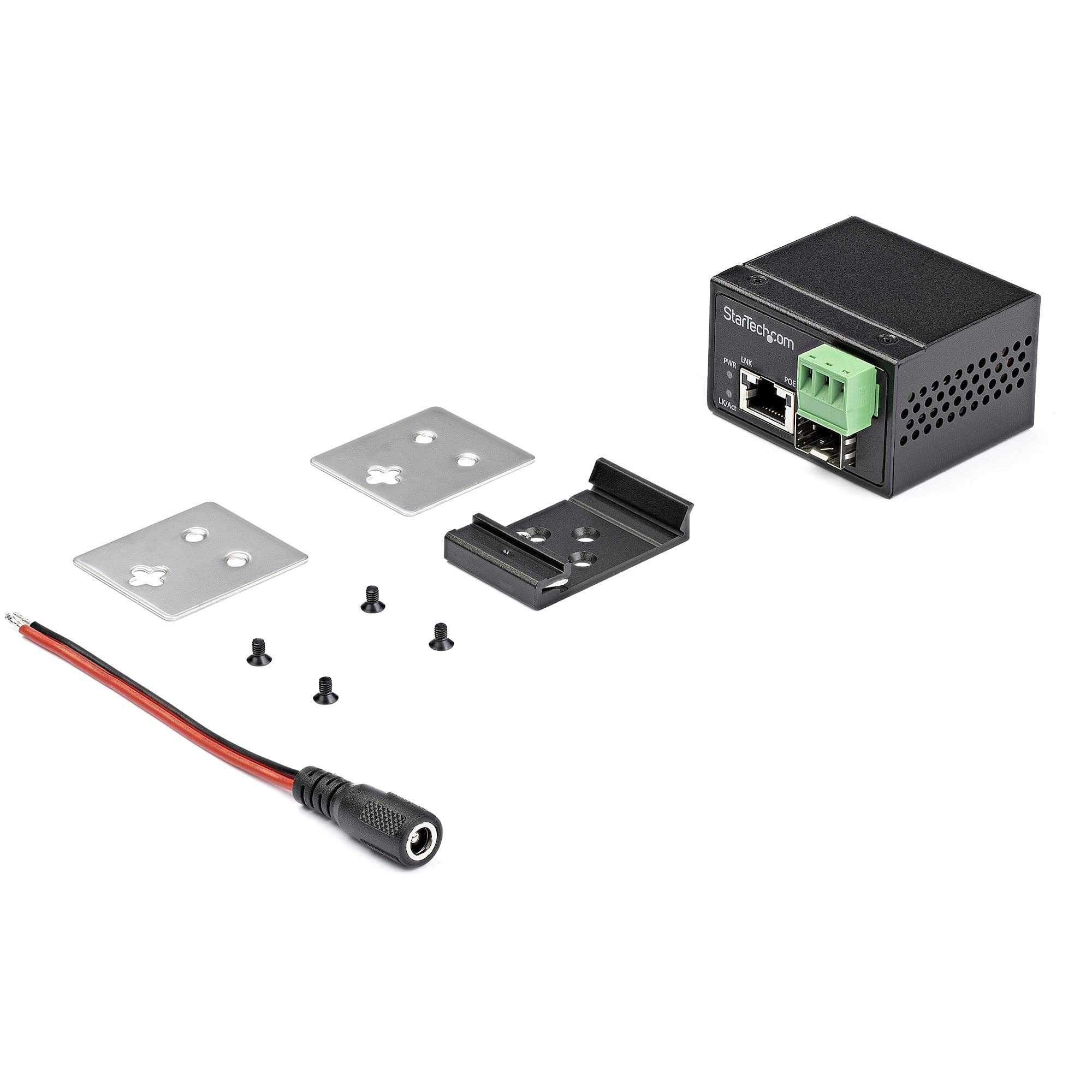 StarTech.com Industrial PoE+ Fiber to Ethernet Media Converter 30W - SFP to RJ45 - Gigabit Ethernet Converter for Single/Multimode Fiber - Compact IP30 Rated (-40°C to +75°C) - IMC1GSFP30W | Ideal for Harsh Environments, Factory Automation & Outdoor Network Extensions