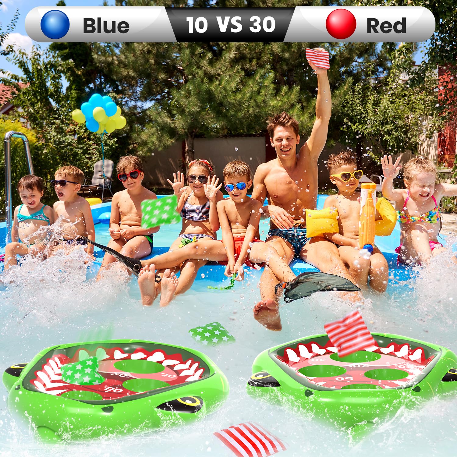 **EagleStone Inflatable Pool Cornhole Game Set - 2PCS Dinosaur Pool Floats & 8 Bean Bags for Kids & Adults - Outdoor Water Toys for Beach, Pool Party, Backyard Fun**    *(Perfect for Summer BBQs, Family Gatherings, and Kids' Birthday Parties!)*