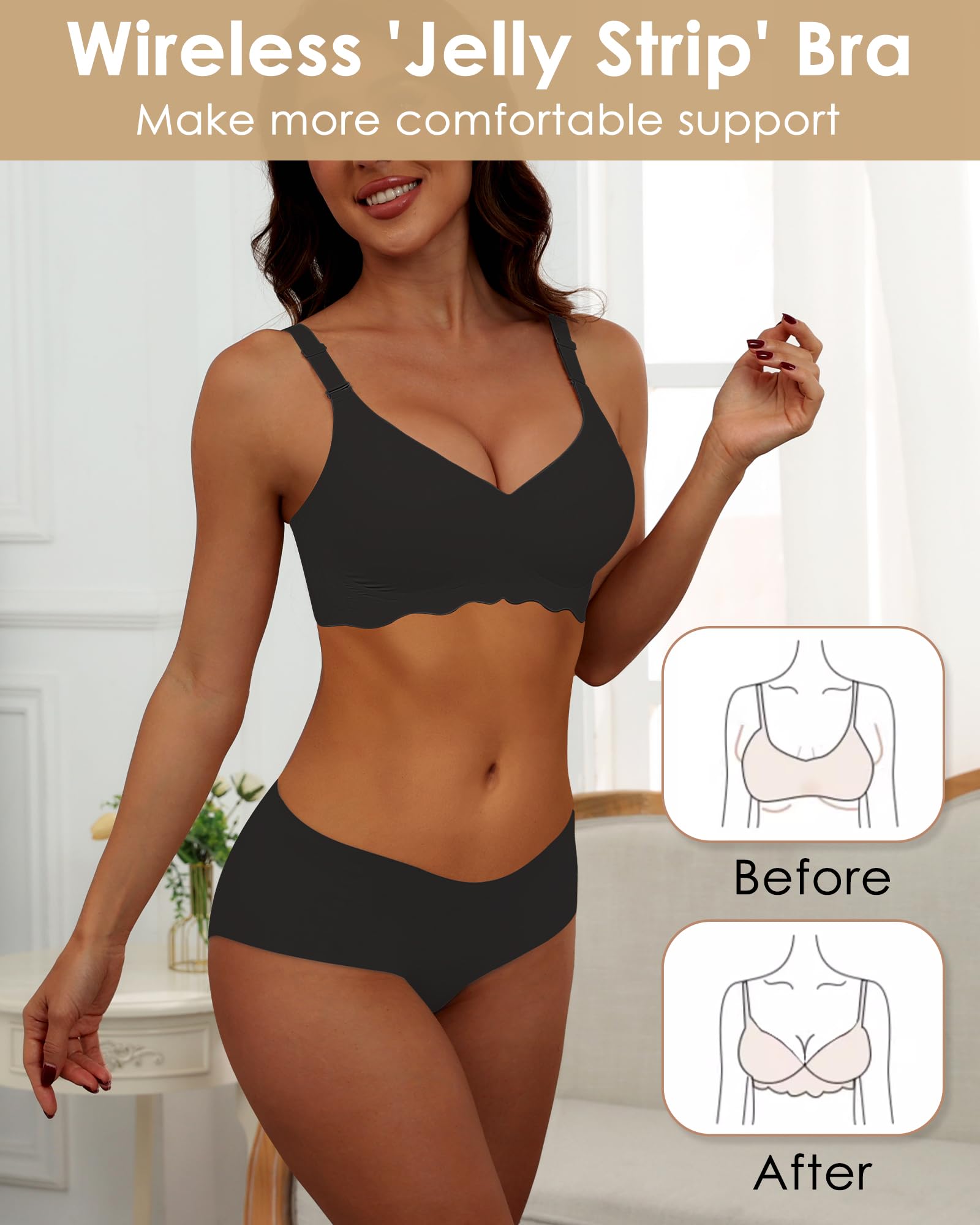 HORISUN Wireless T-Shirt Bra for Women - Seamless, No Show, Full Coverage & Comfortable - Perfect for Everyday Wear, Workouts & Layering Under Clothes