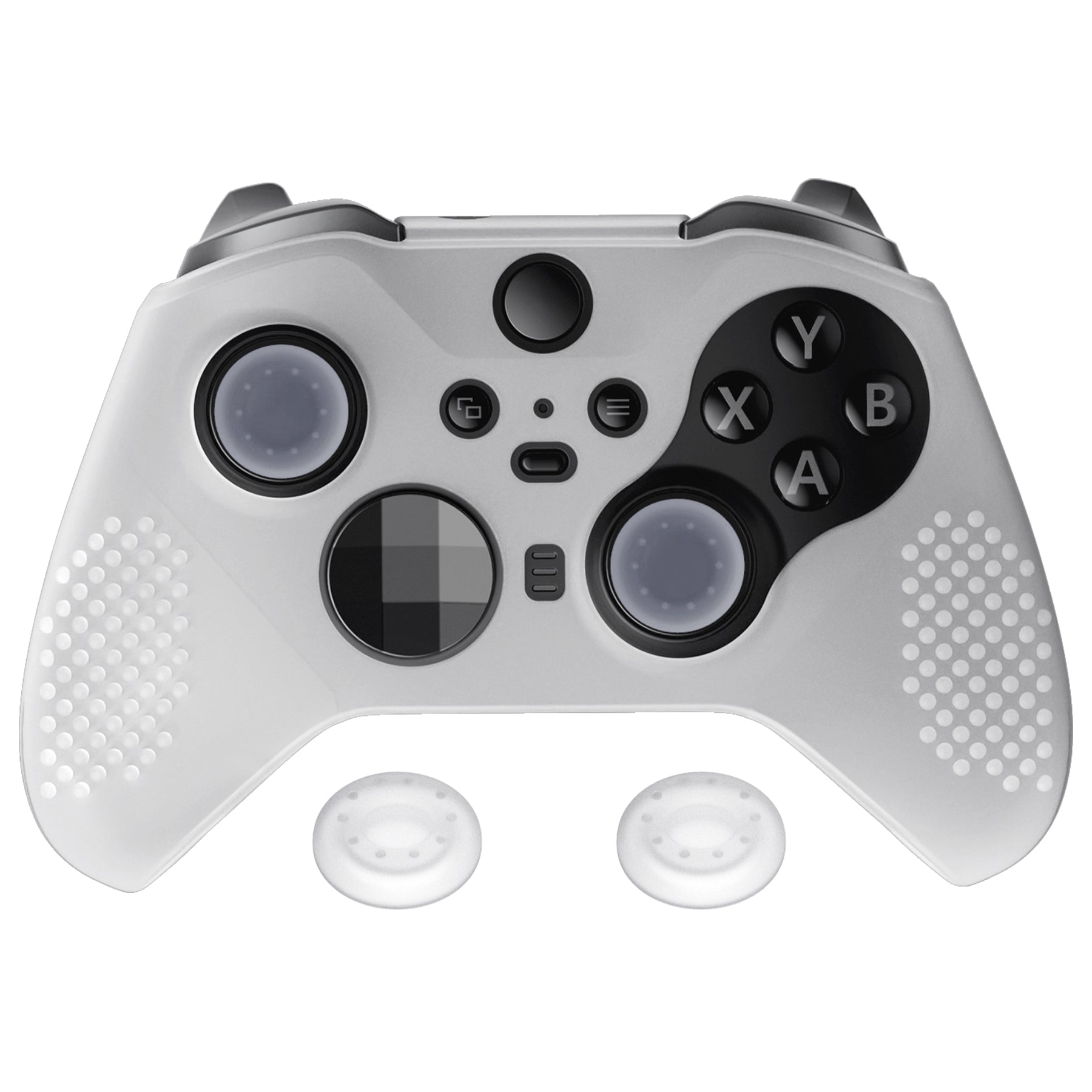 eXtremeRate Glow in Dark Green Anti-Slip Silicone Cover for Xbox One Elite Controller Series 2 & Core - Soft Protective Skin with Thumb Grips (Model XBOWP0049GC) - Perfect for Gaming in Low Light & Night Sessions