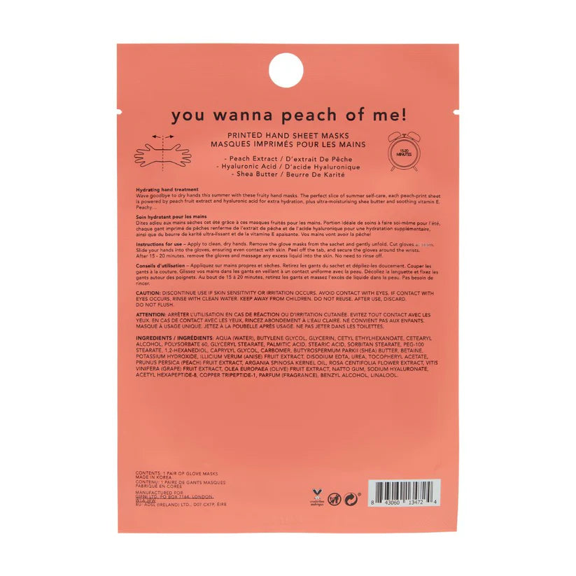 Holler & Glow You Wanna Peach of Me Refreshing Hand Mask - Hydrating & Exfoliating Peach Scented Hand Treatment for Soft Skin | Perfect for Spa Nights, Self-Care Routines & Dry Skin Relief