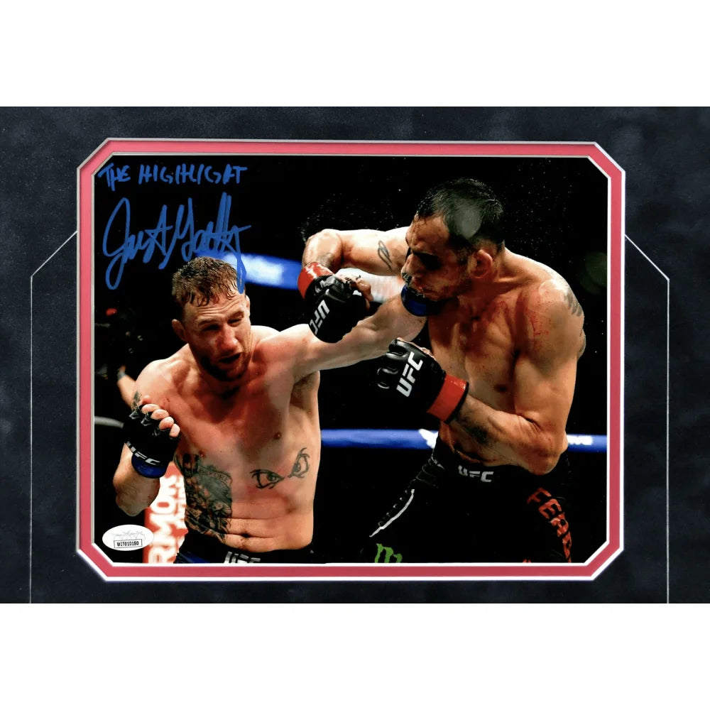 Justin Gaethje Autographed UFC 8x10 Photo - Signed & Inscribed with JSA COA - Framed MMA Collectible for Man Cave, Sports Memorabilia Display, UFC Fan Gift
