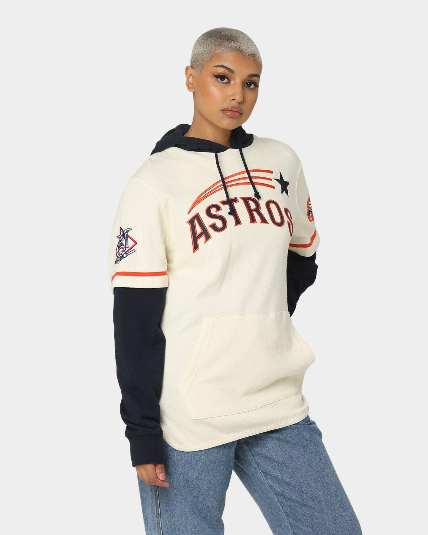 47 Brand Houston Astros Shortstop Hoodie Cream - Men's Baseball Fan Hooded Sweatshirt for Casual Wear & Game Day Outfits