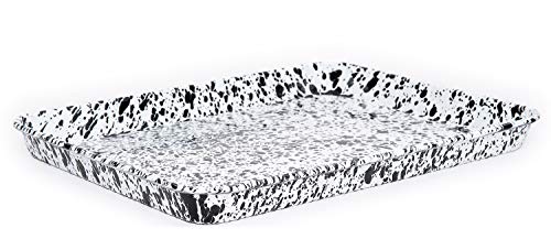 Crow Canyon Enamelware Jelly Roll Pan - 13x9 Inch Rectangular Baking Tray with Non-Stick Black Marble Design | Perfect for Baking Cakes, Brownies, and Sheet Pan Meals