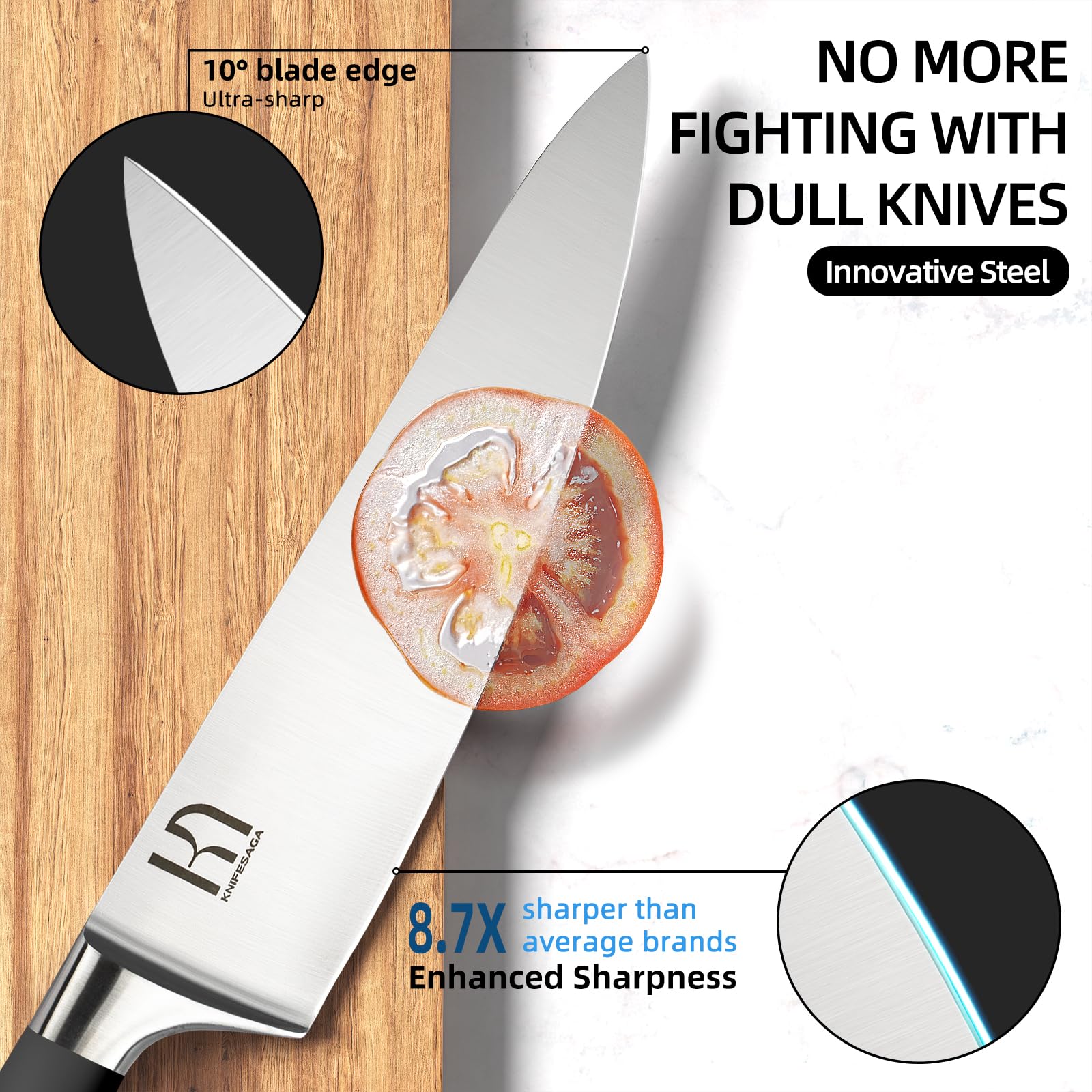 2024 Upgraded 15-Piece Japanese Knife Set - Premium High Carbon Stainless Steel Kitchen Knives with Sharpener & Natural Wood Block - Razor Sharp Blades for Professional Chefs & Home Cooking - Perfect for Slicing, Dicing, and Food Preparation