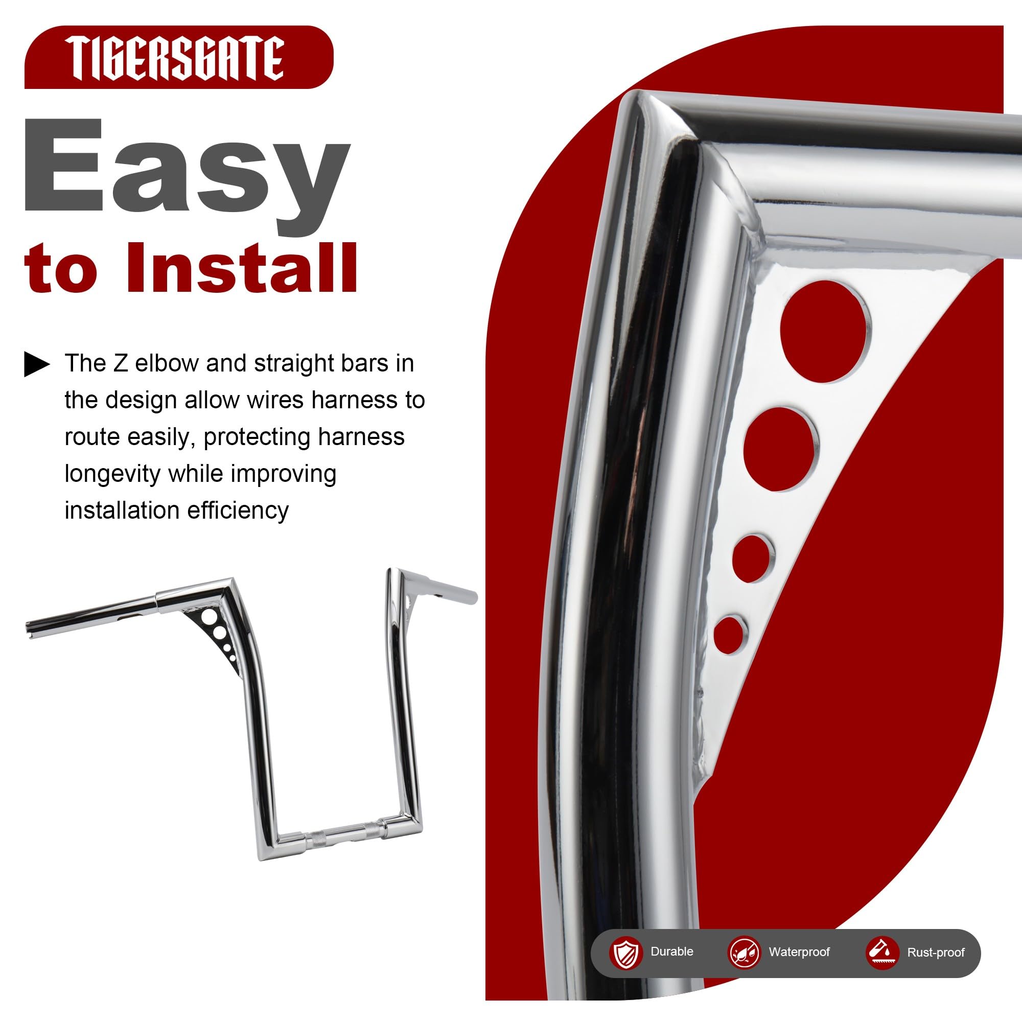 1.25 Inch Chrome Z Bar Ape Hanger Handlebars for Harley Davidson Sportster Dyna Softail 1995-Up & Road King Road Glide 1998-2013 - Perfect for Cruiser Motorcycle Upgrades and Long-Distance Riding Comfort