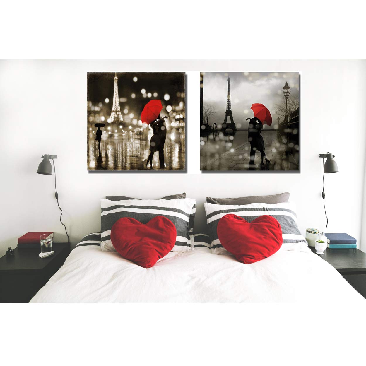 Kate Carrigan A Paris Kiss & A Paris Romance - Premium Oversized 2-Piece Canvas Giclee Art Set (36x36 Inches Each, Gallery Wrapped, Ready to Hang) - Perfect for Living Room, Bedroom, or Office Wall Decor