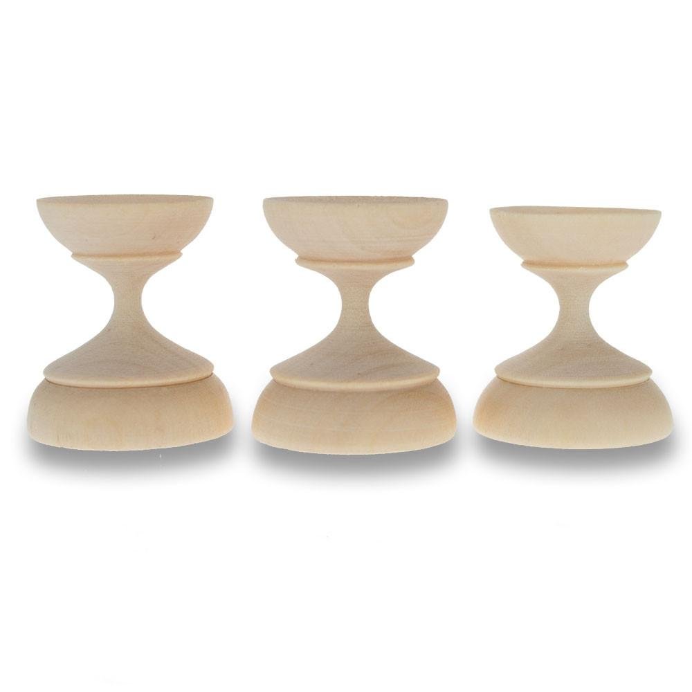 BestPysanky Set of 3 Unfinished Wooden Ukrainian Easter Egg Stands - 1.5 Inch Blank Display Holders for Easter Decorations, Home Decor & Craft Projects