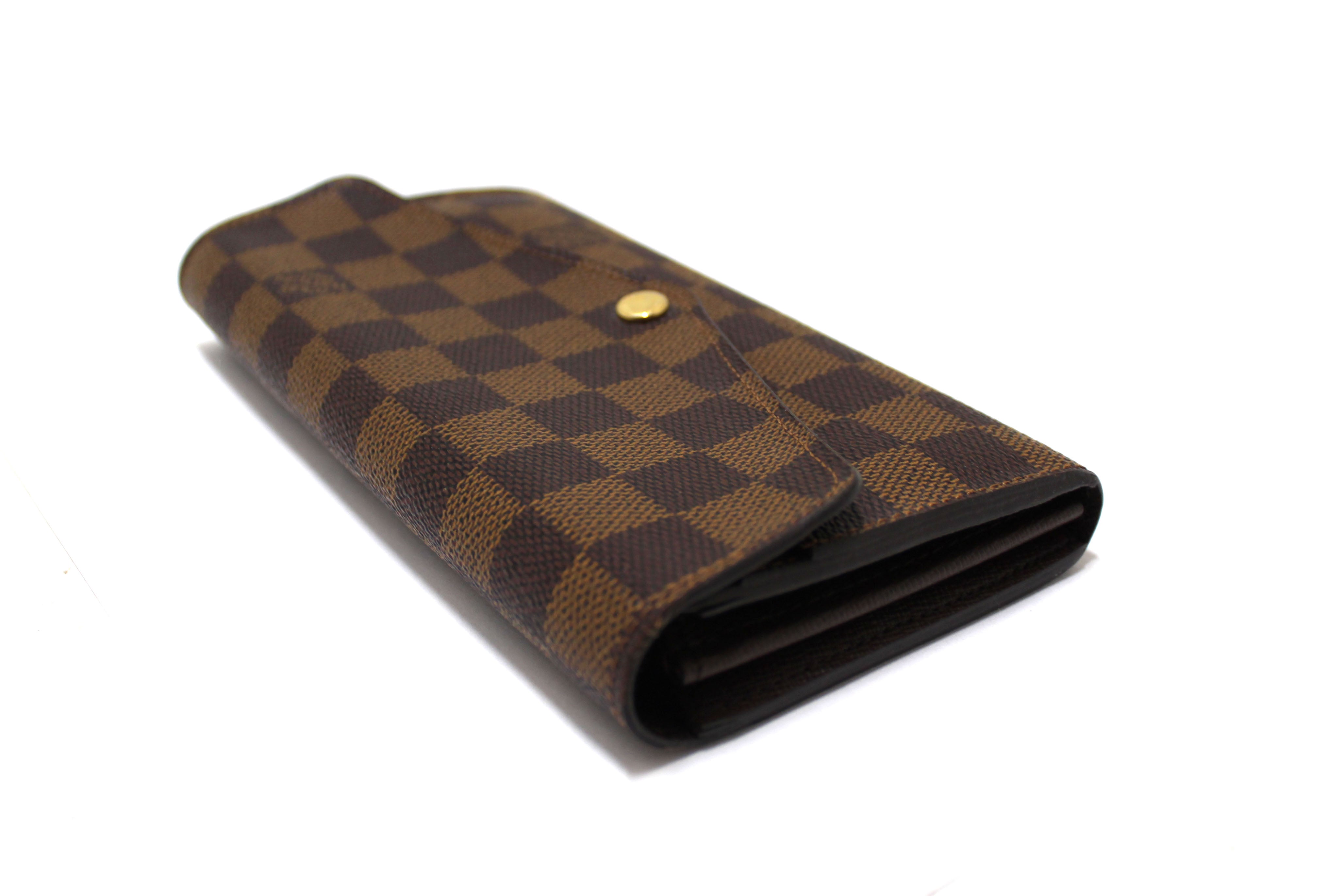 Authentic Louis Vuitton Damier Ebene Canvas Sarah Wallet - Luxury Women's Bifold Wallet with Multiple Card Slots & Zip Coin Pocket - Perfect for Everyday Use, Travel & Gift Giving